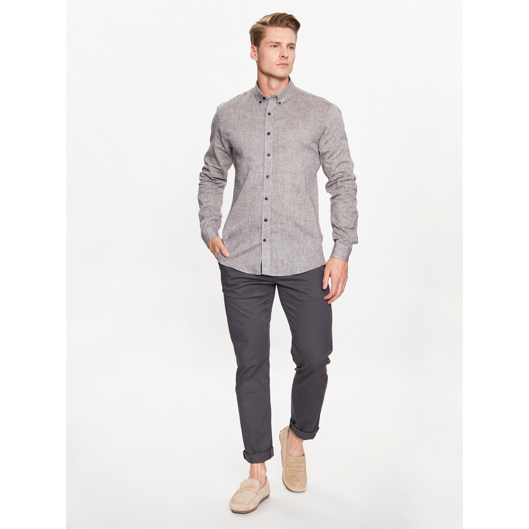 Lindbergh Риза 30-203344 Бежов Slim Fit - Pepit.bg