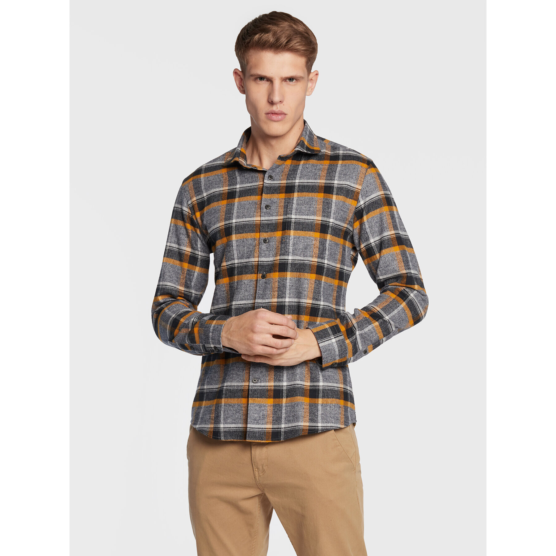 Lindbergh Риза 30-203386 Сив Slim Fit - Pepit.bg