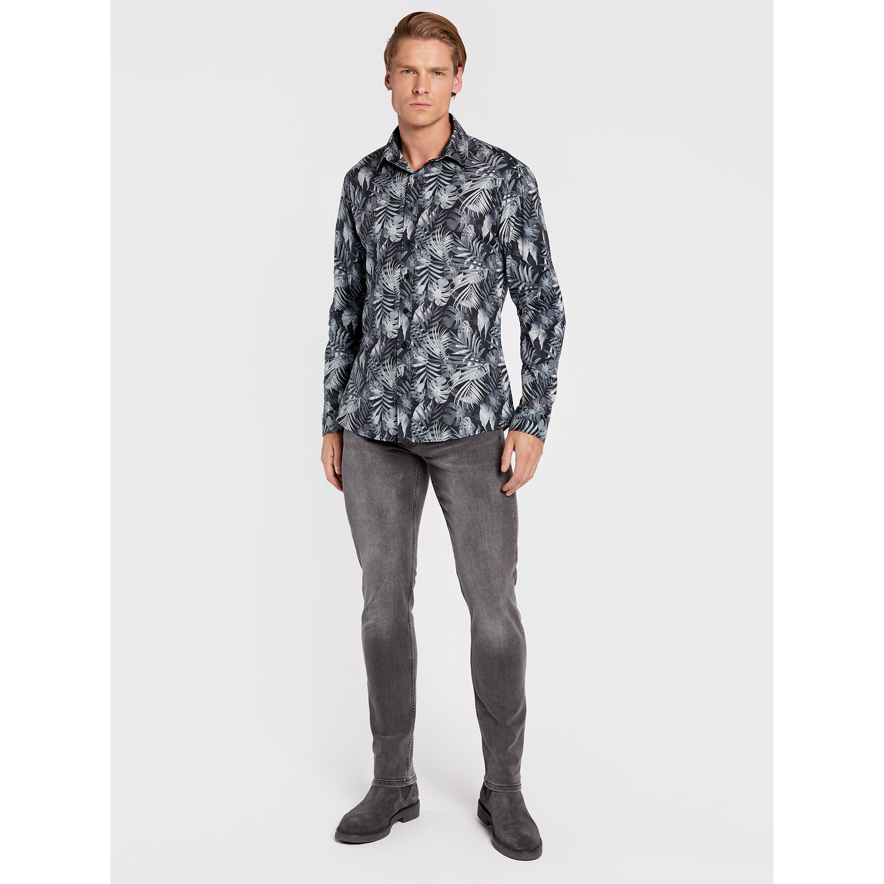 Lindbergh Риза 30-203394 Черен Slim Fit - Pepit.bg