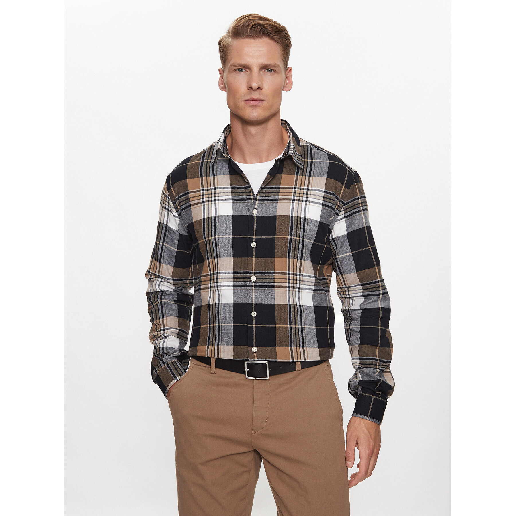 Lindbergh Риза 30-203482 Бежов Slim Fit - Pepit.bg