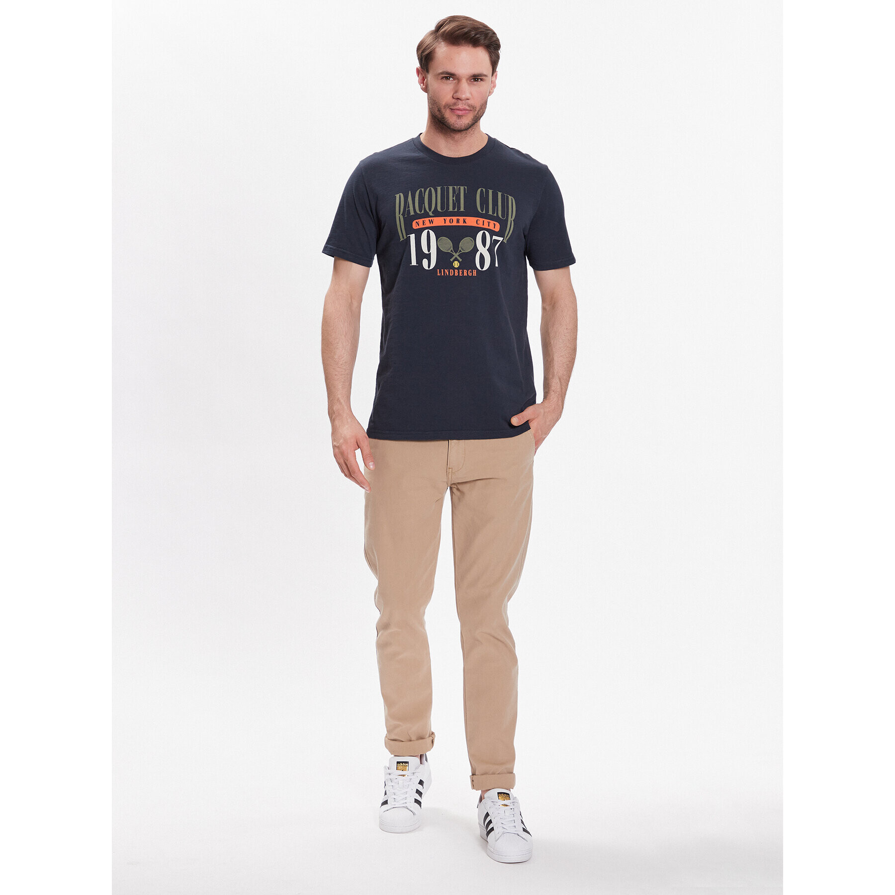 Lindbergh Тишърт 30-420142 Тъмносин Relaxed Fit - Pepit.bg