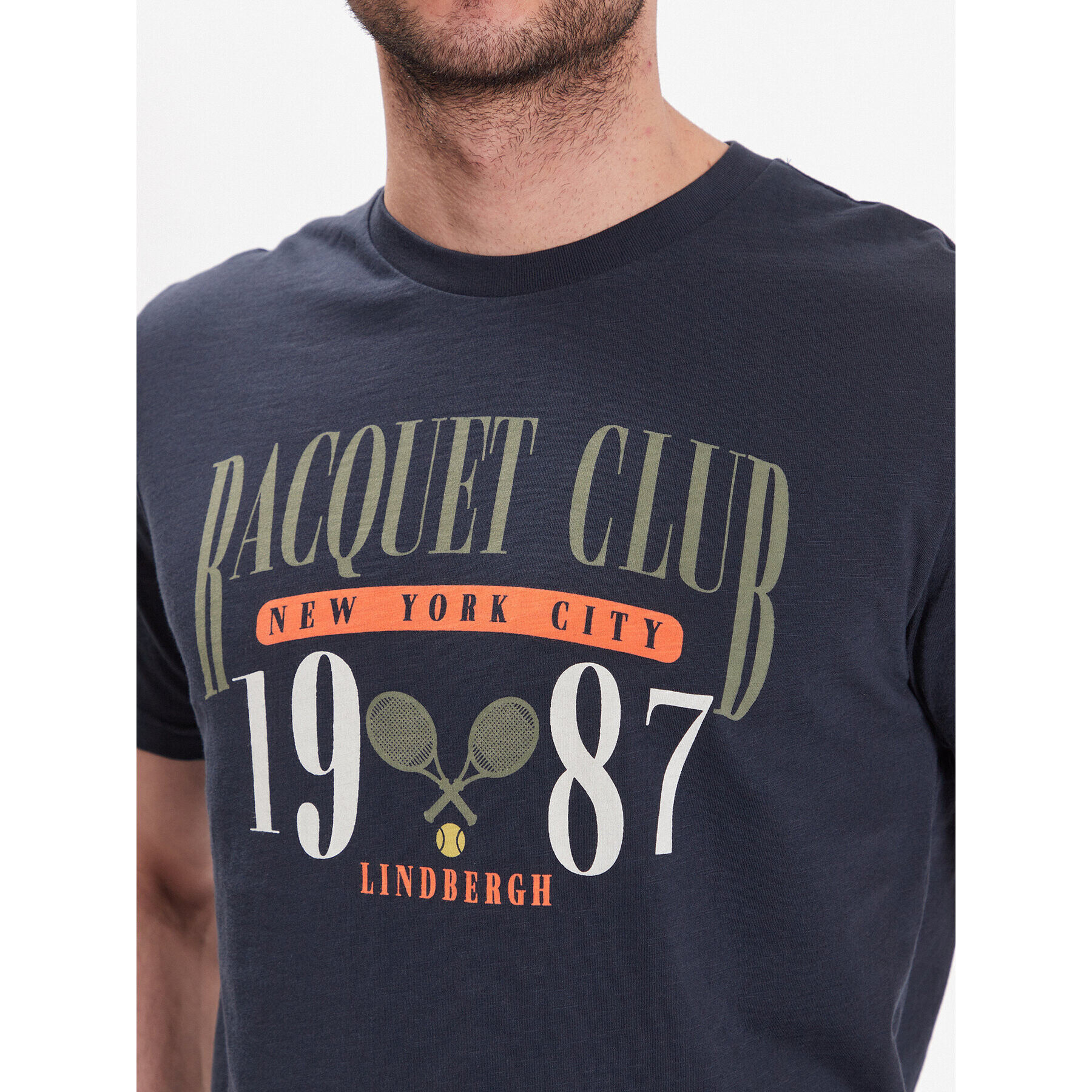 Lindbergh Тишърт 30-420142 Тъмносин Relaxed Fit - Pepit.bg