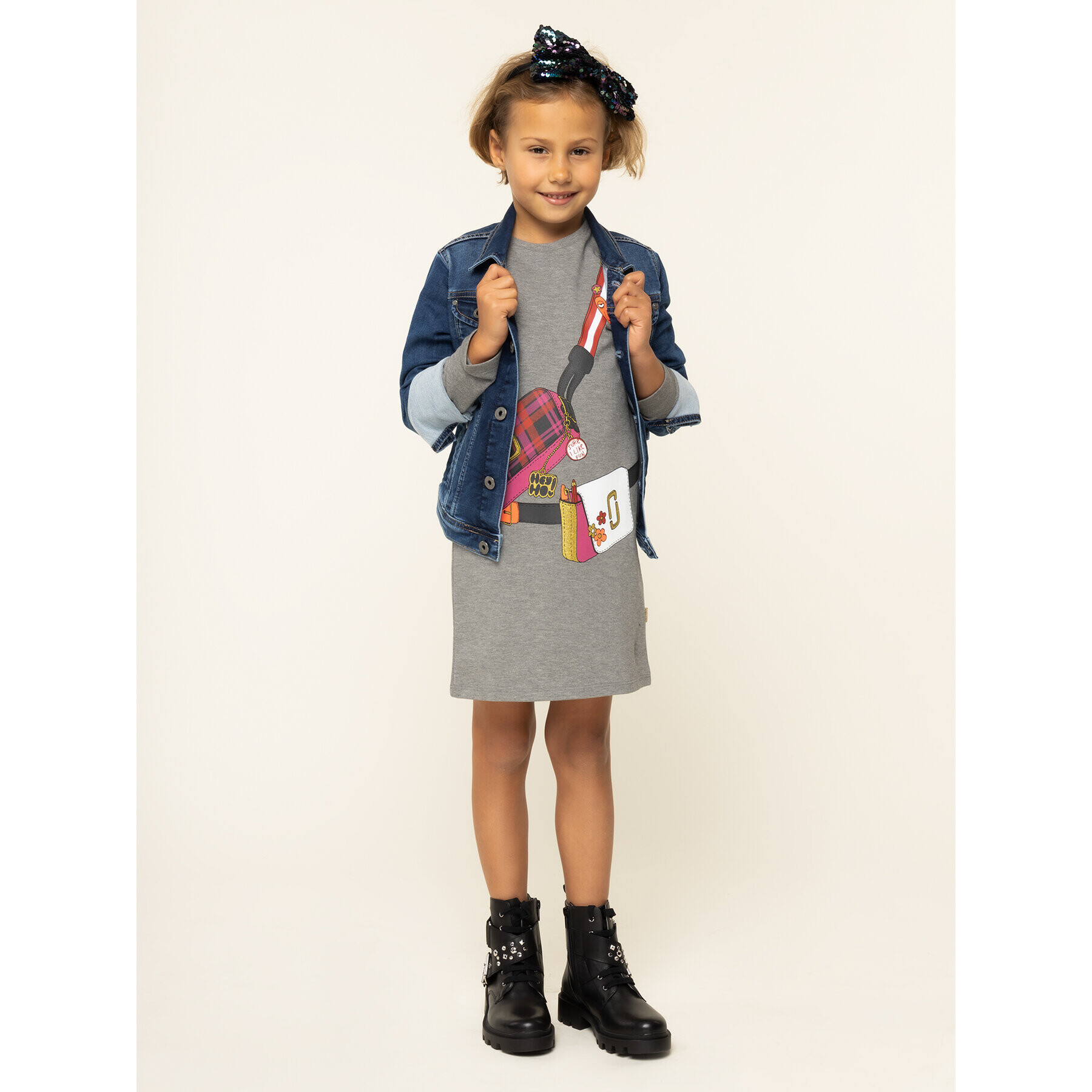 Little Marc Jacobs Ежедневна рокля W12304 S Сив Regular Fit - Pepit.bg