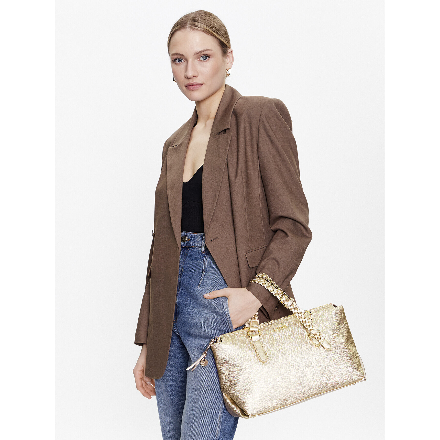 Liu Jo Дамска чанта Ecs M Satchel AA3101 E0086 Златист - Pepit.bg