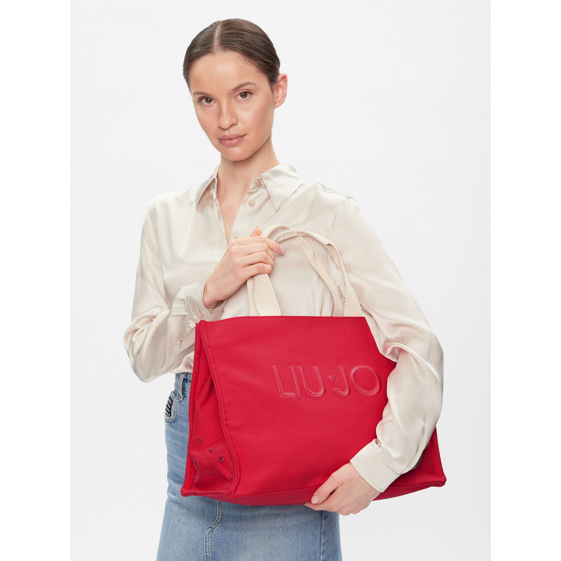 Liu Jo Дамска чанта L Tote Printed Canvas 2A4023 T0300 Розов - Pepit.bg