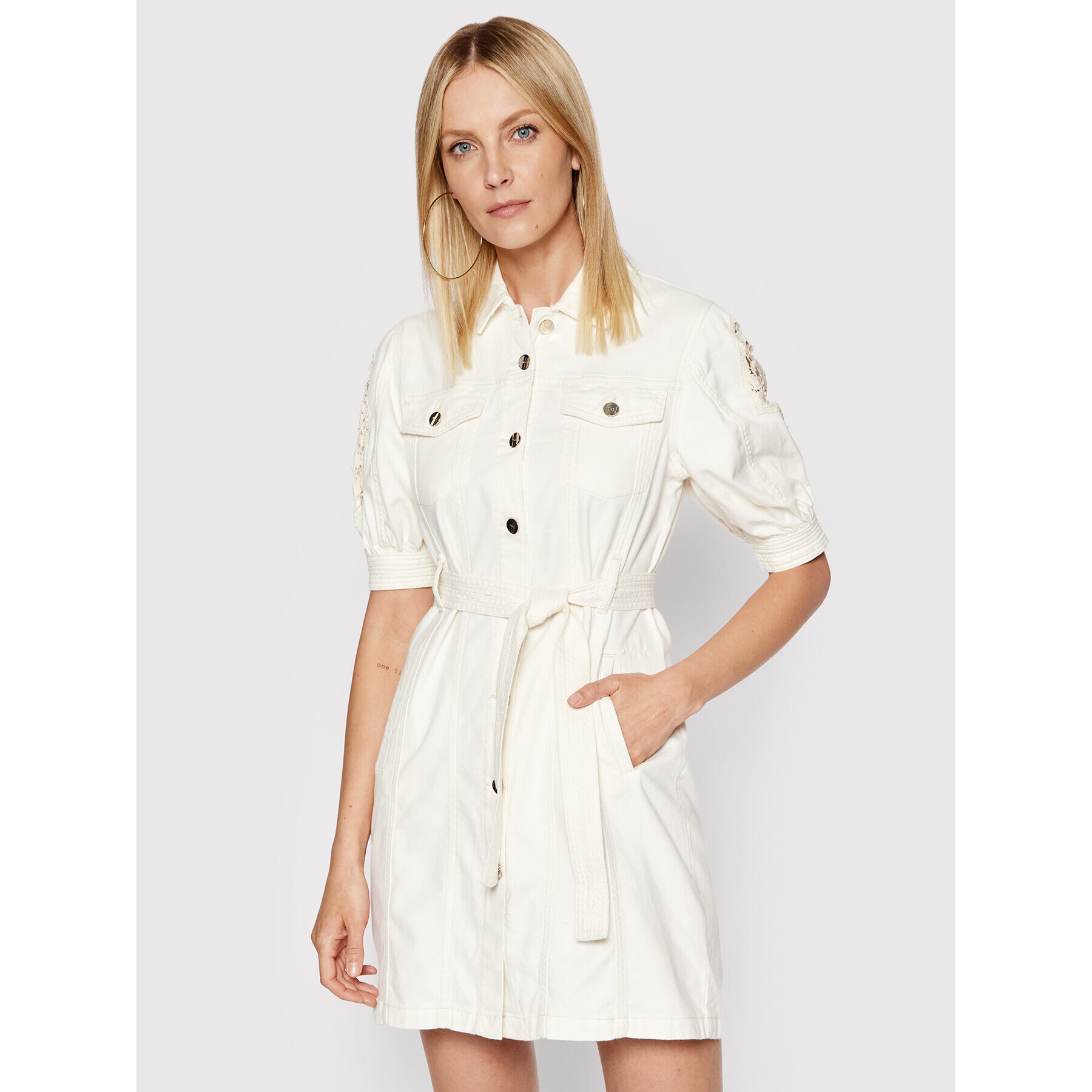 Liu Jo Дънкова рокля CA2380 DS008 Бял Regular Fit - Pepit.bg