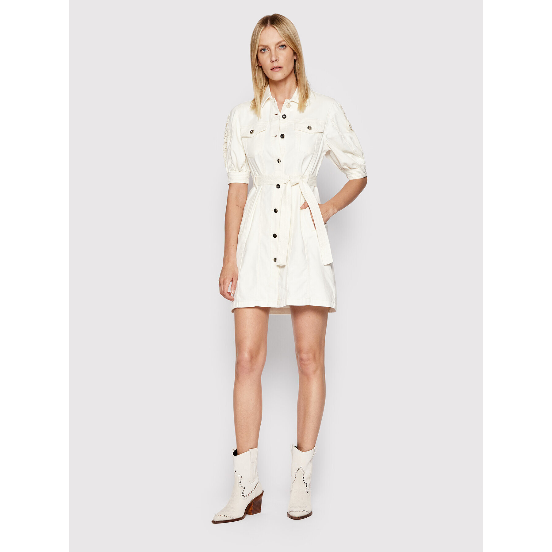 Liu Jo Дънкова рокля CA2380 DS008 Бял Regular Fit - Pepit.bg