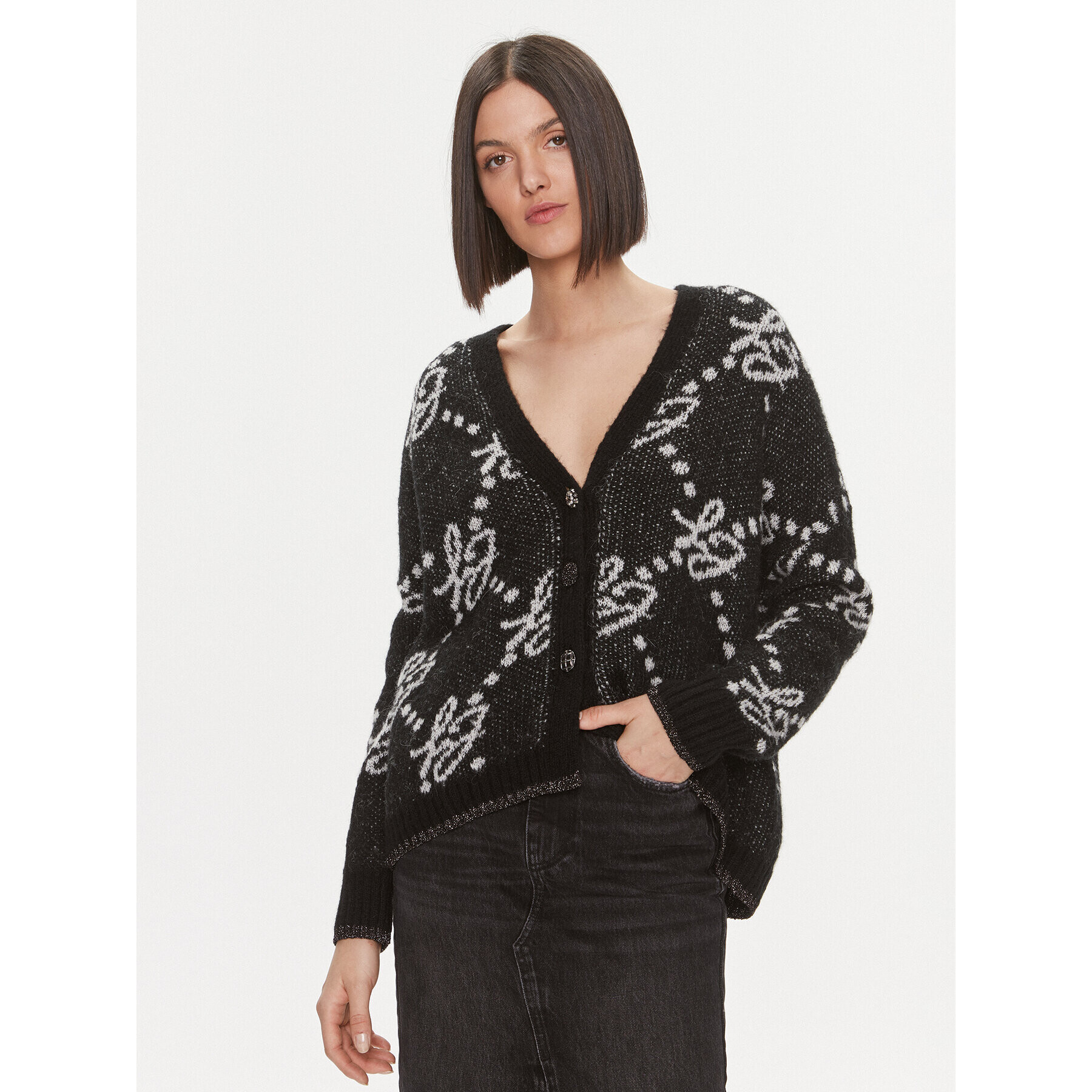 Liu Jo Кардиган MF3226 26054 Черен Regular Fit - Pepit.bg