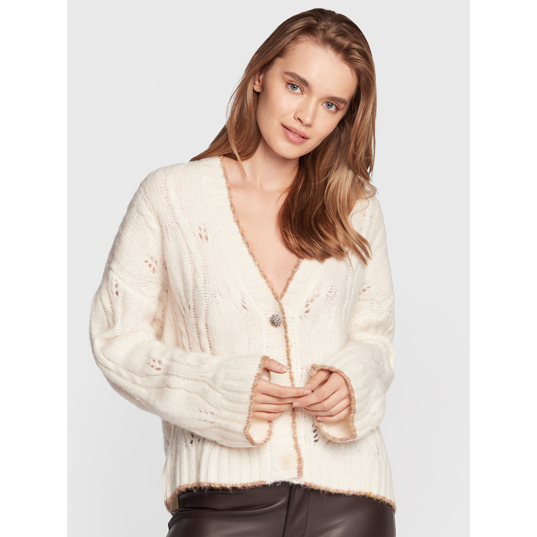 Liu Jo Кардиган WF2271 MA05N Екрю Regular Fit - Pepit.bg