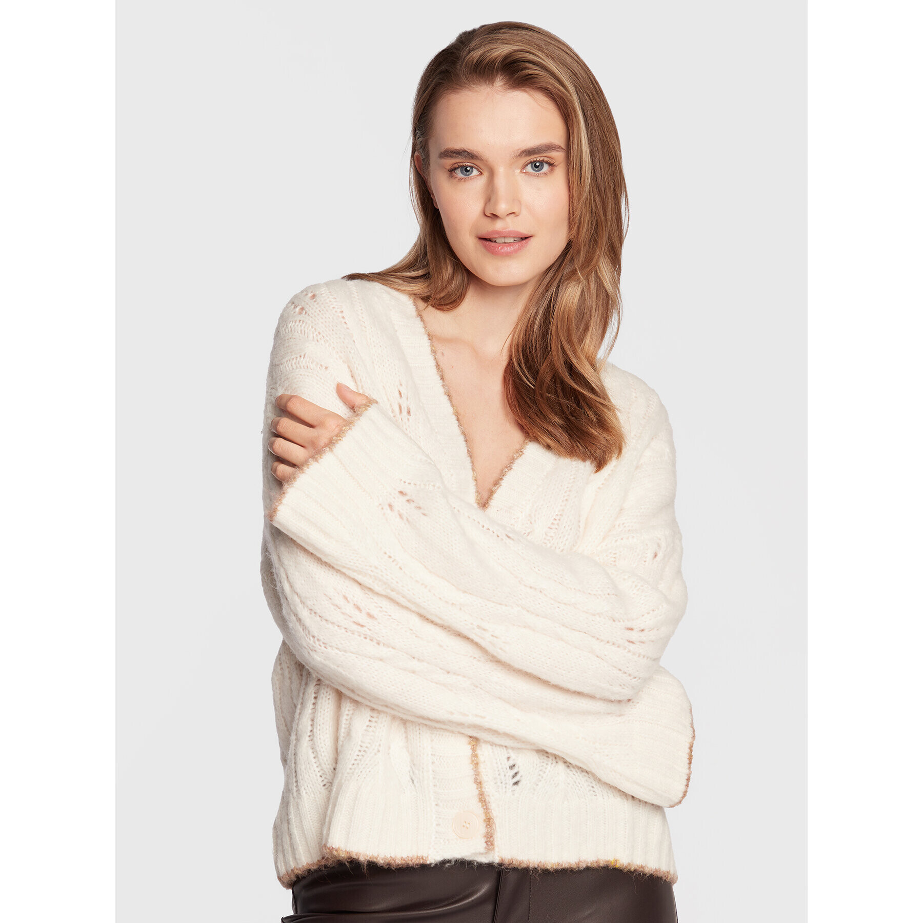 Liu Jo Кардиган WF2271 MA05N Екрю Regular Fit - Pepit.bg
