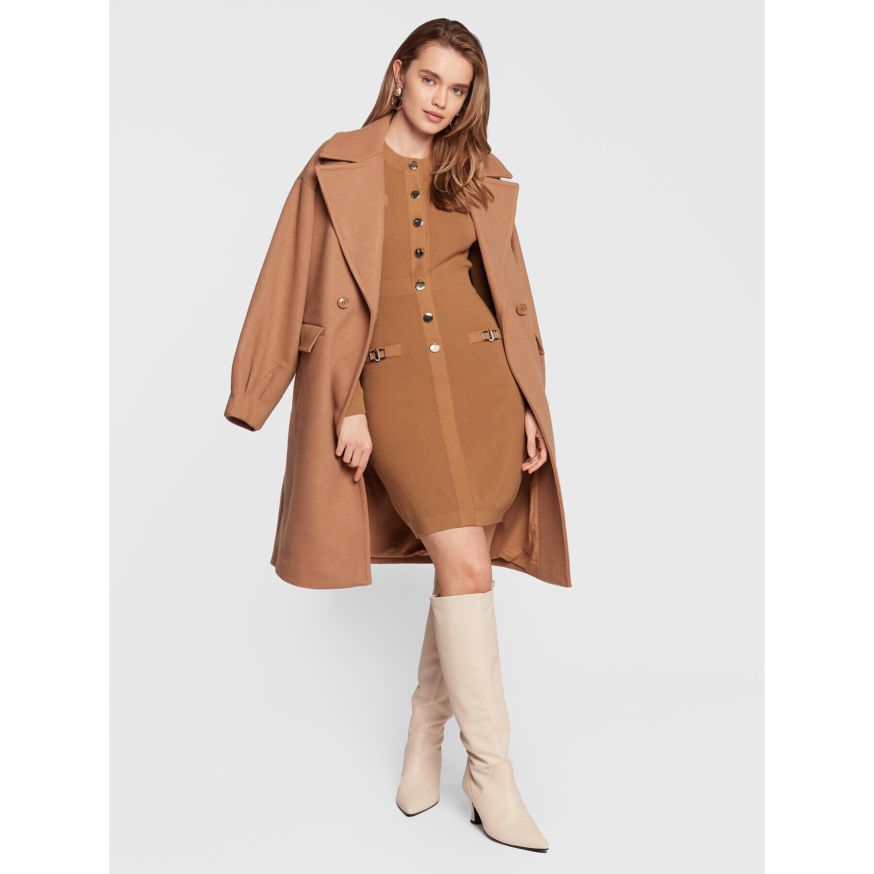 Liu Jo Плетена рокля CF2185 MS99E Кафяв Slim Fit - Pepit.bg