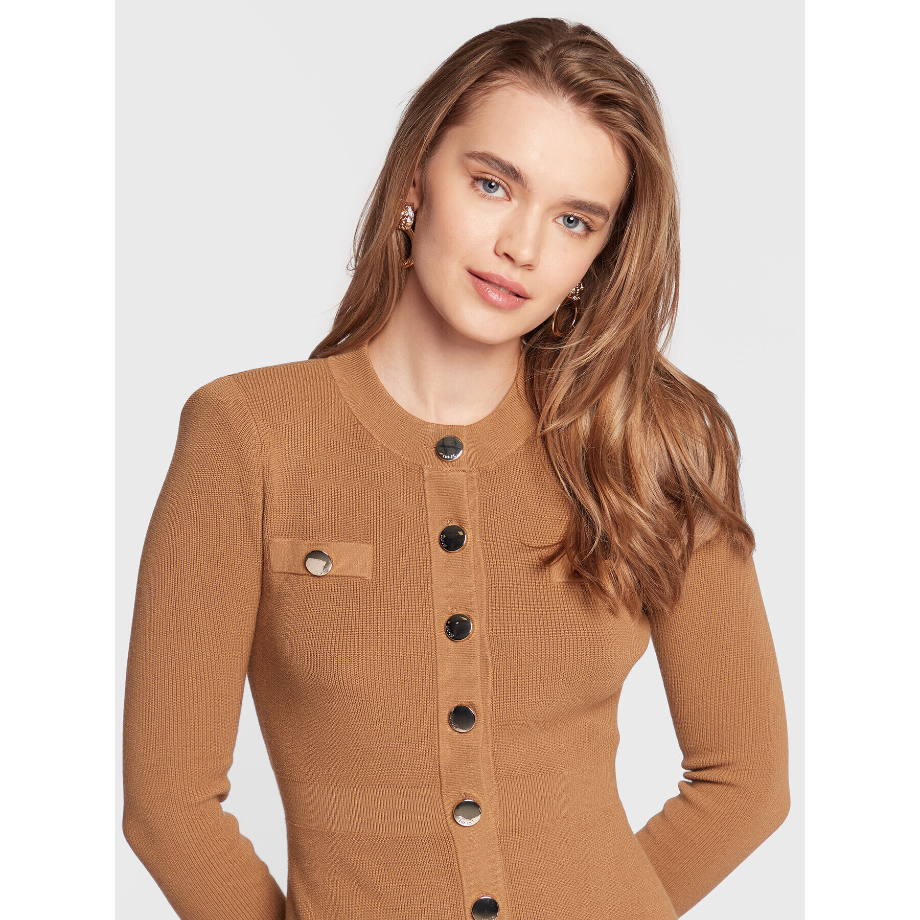 Liu Jo Плетена рокля CF2185 MS99E Кафяв Slim Fit - Pepit.bg