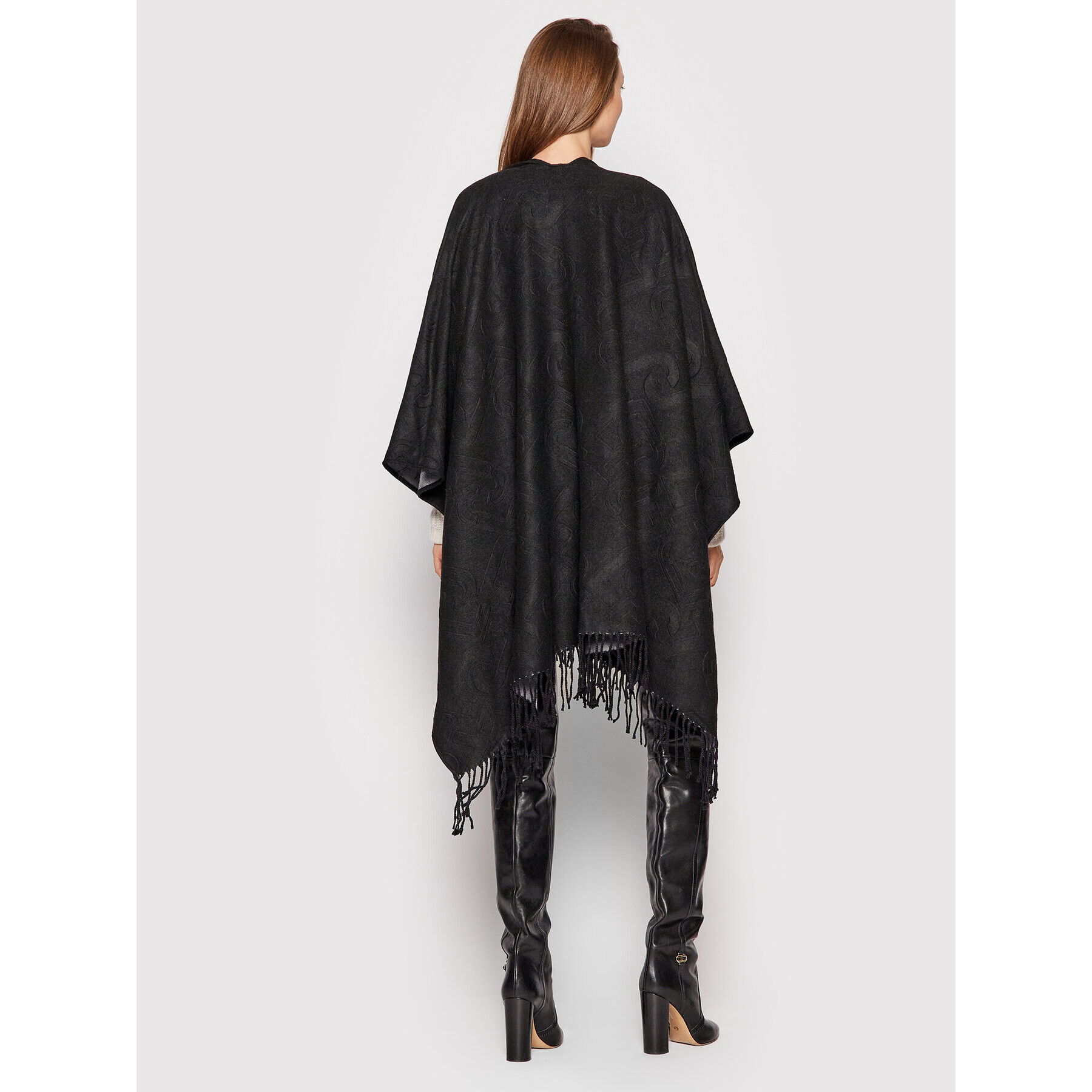 Liu Jo Пончо Poncho Double Embo 3F1050 T0300 Черен Regular Fit - Pepit.bg