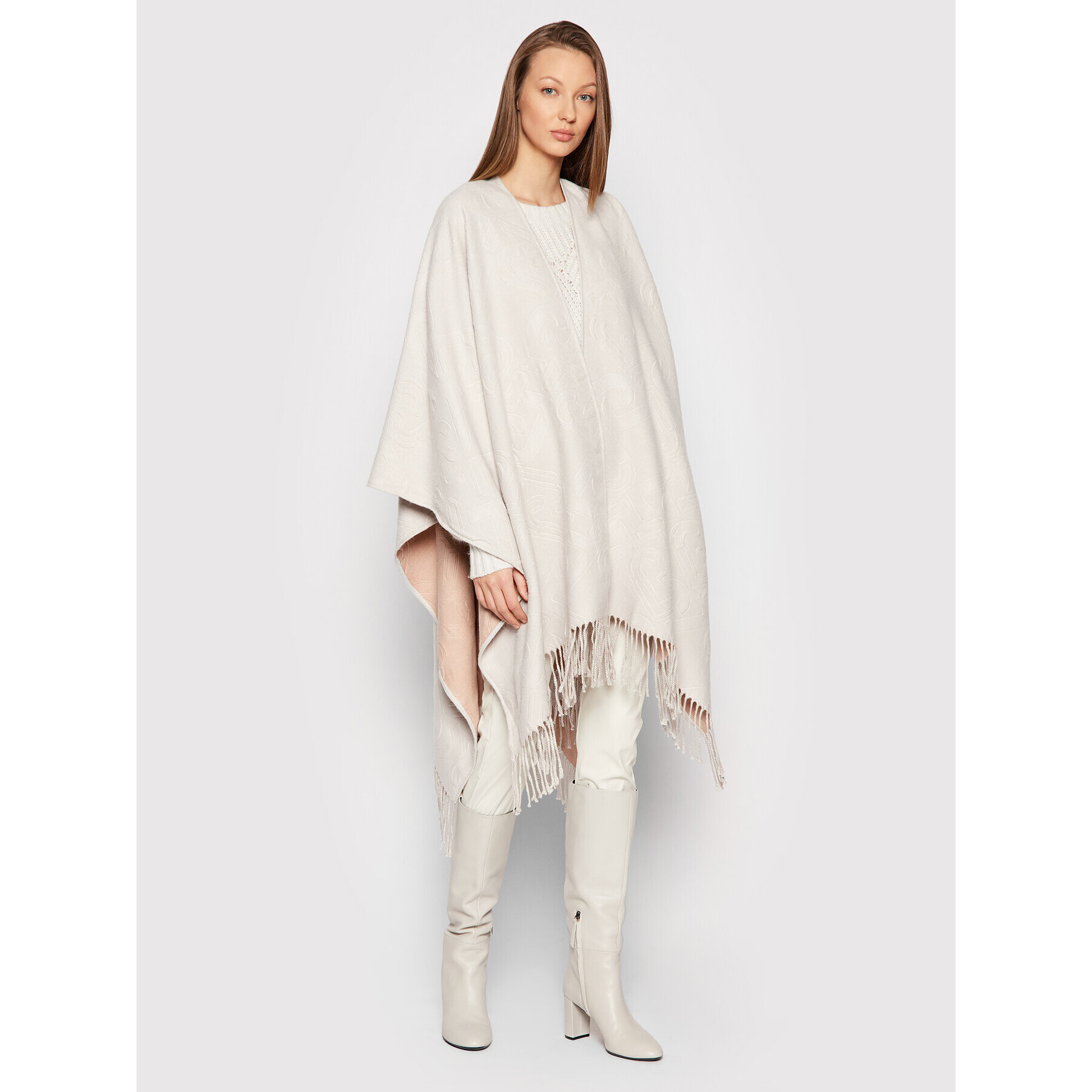 Liu Jo Пончо Poncho Double Embo 3F1050 T0300 Сив Regular Fit - Pepit.bg