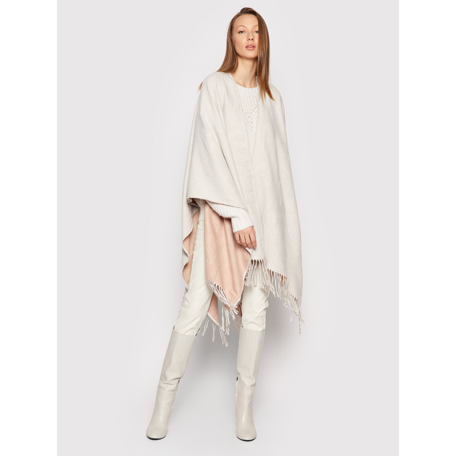 Liu Jo Пончо Poncho Double Embo 3F1050 T0300 Сив Regular Fit - Pepit.bg