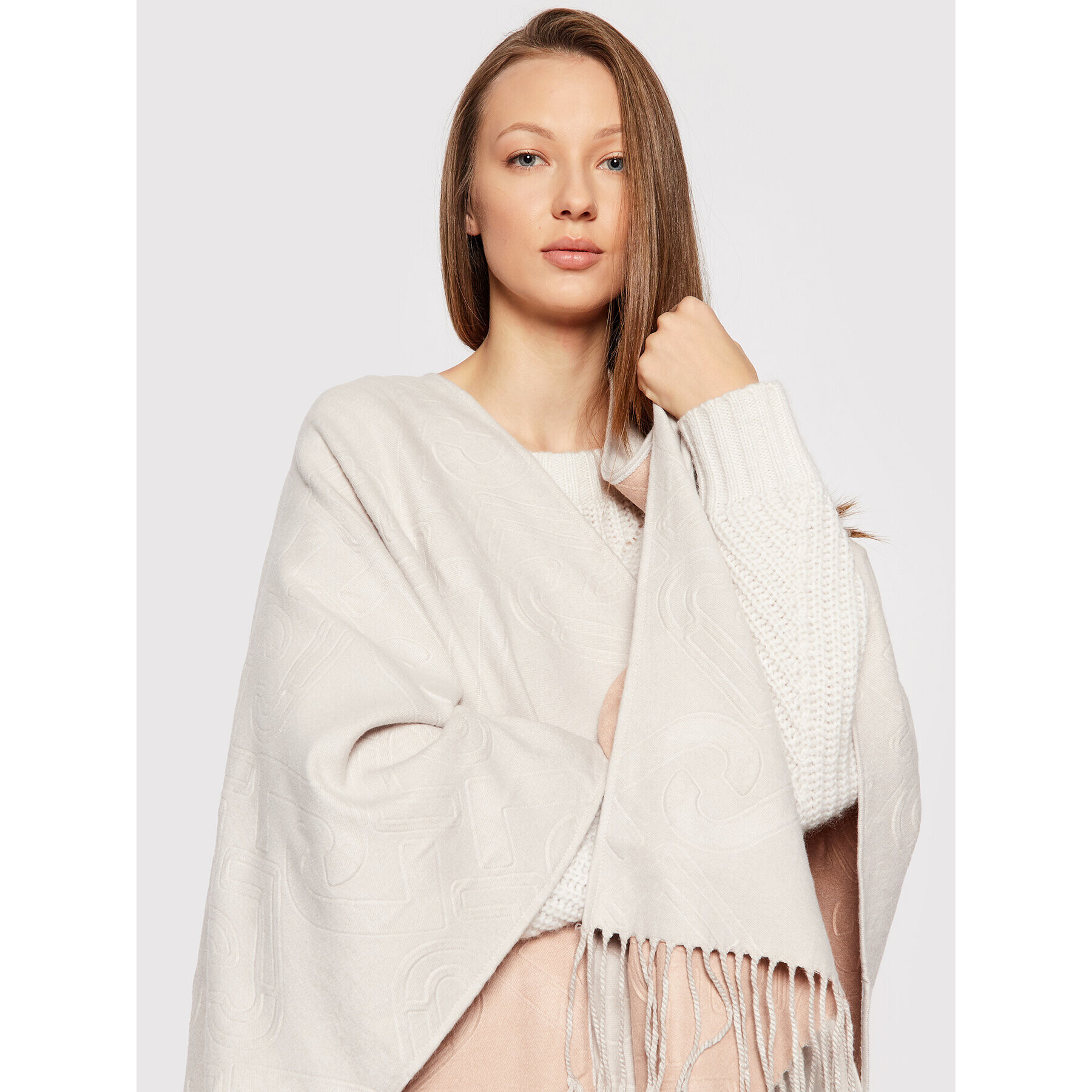 Liu Jo Пончо Poncho Double Embo 3F1050 T0300 Сив Regular Fit - Pepit.bg
