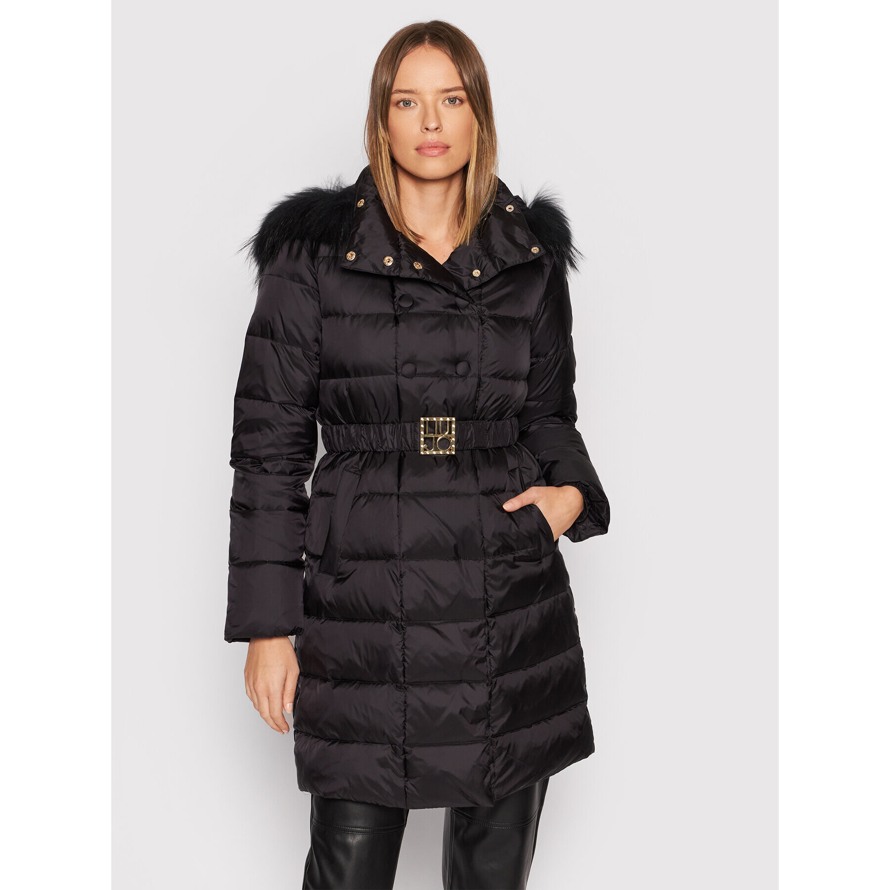 Liu Jo Пухено яке WF1074 T4573 Черен Regular Fit - Pepit.bg