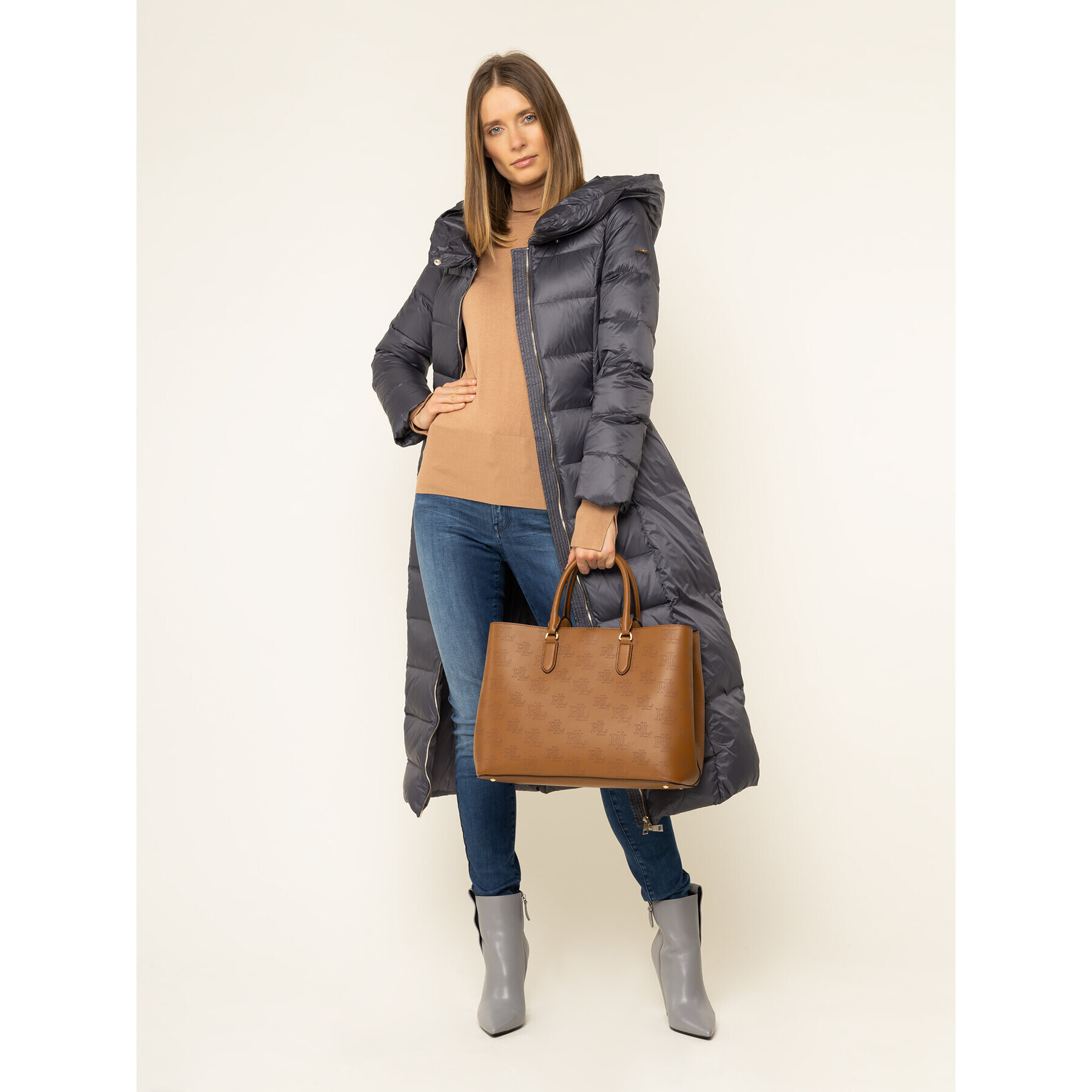 Liu Jo Пухено яке L69003 T5602 Сив Regular Fit - Pepit.bg