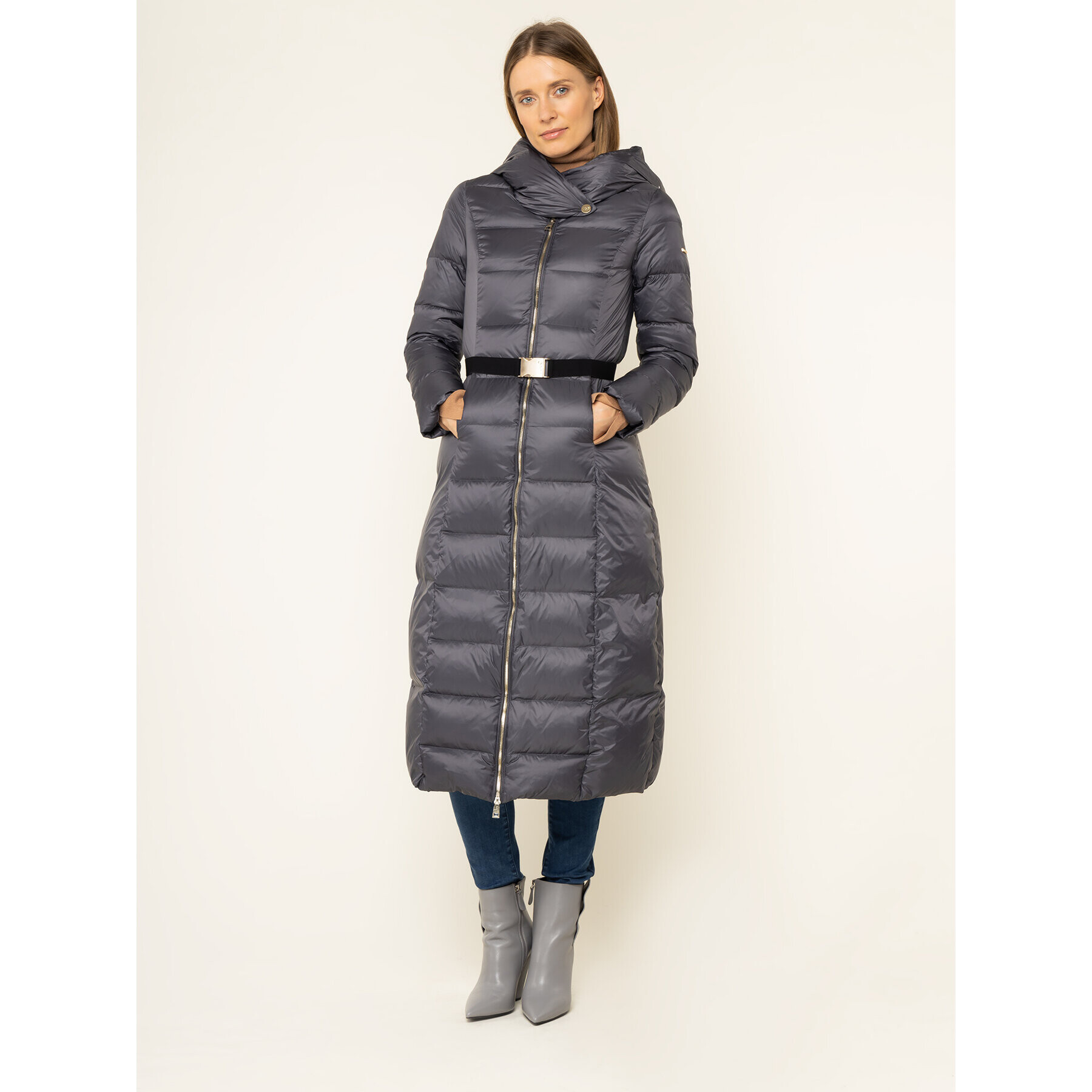 Liu Jo Пухено яке L69003 T5602 Сив Regular Fit - Pepit.bg