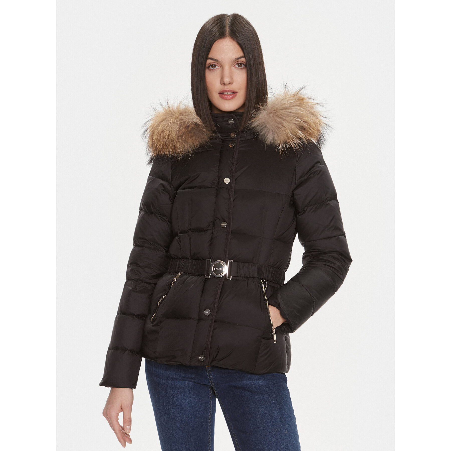 Liu Jo Пухено яке MF3062 T3130 Черен Regular Fit - Pepit.bg