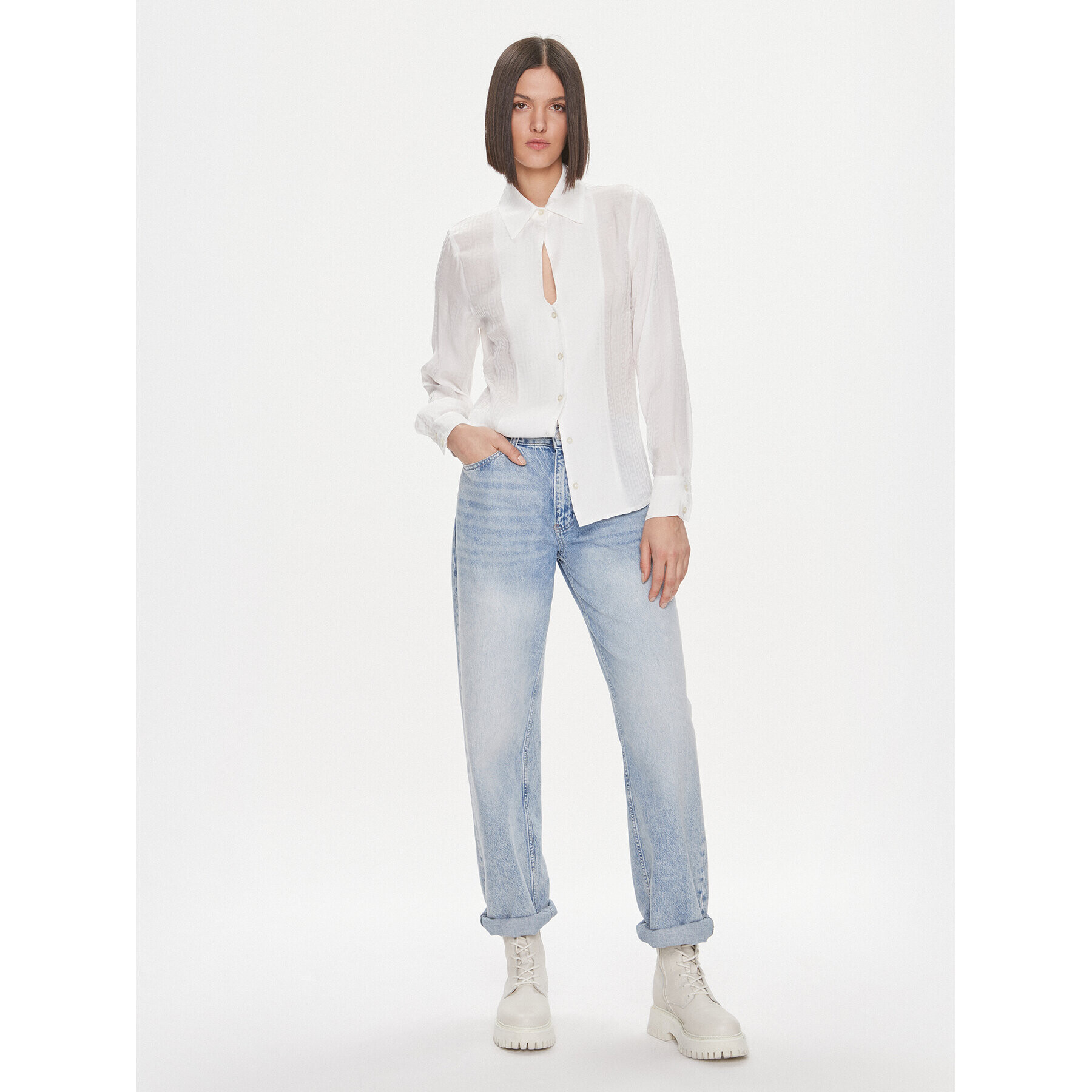 Liu Jo Риза MF3312 T3702 Бял Regular Fit - Pepit.bg
