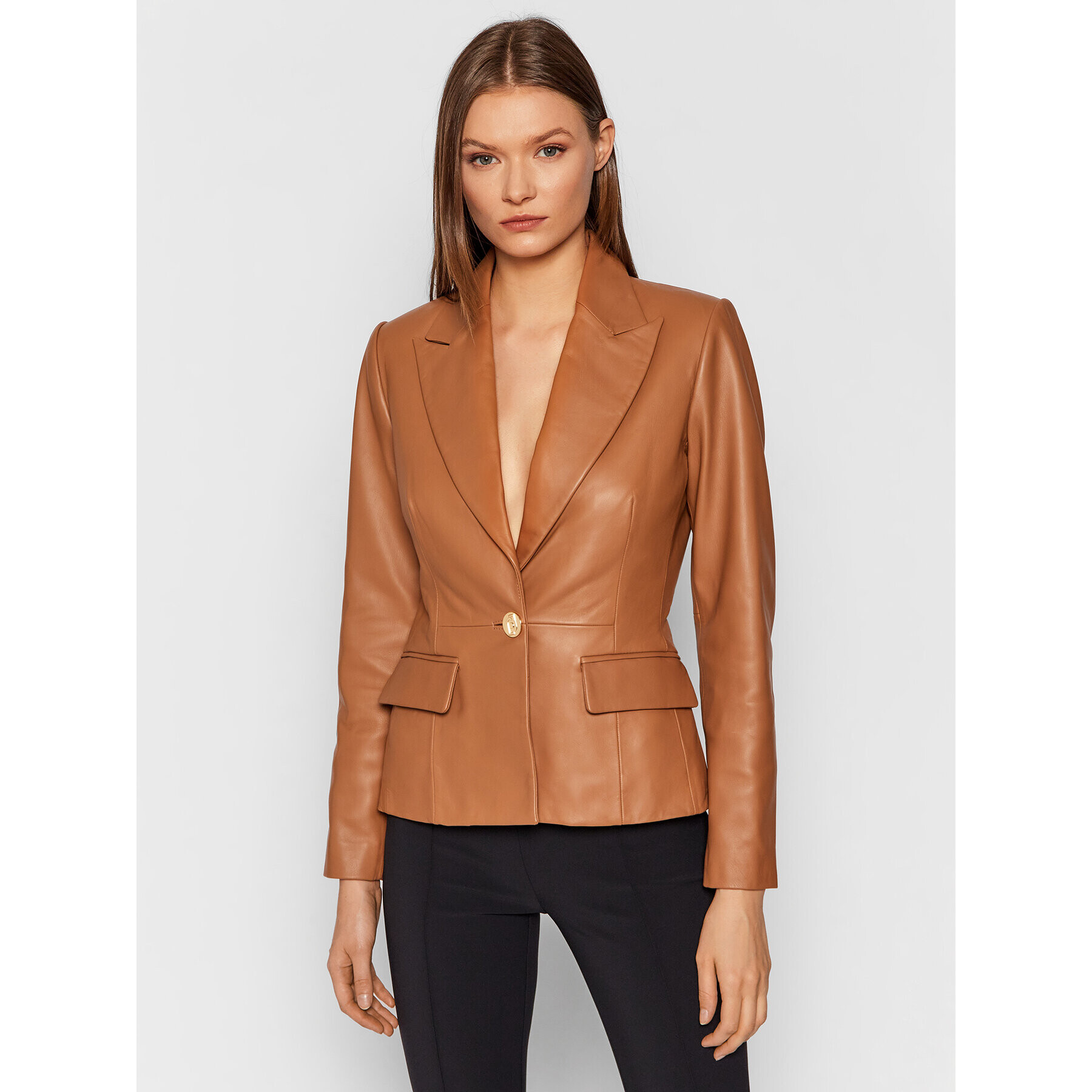 Liu Jo Сако CF1032 P0336 Кафяв Slim Fit - Pepit.bg