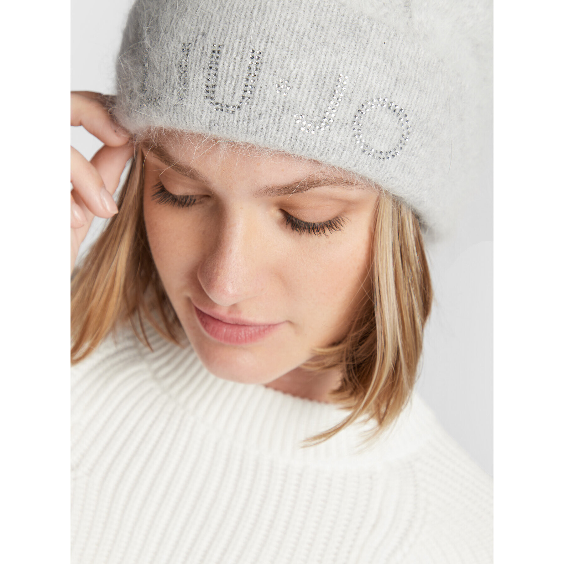 Liu Jo Шапка Logo Strass 2F2020 M0300 Сив - Pepit.bg