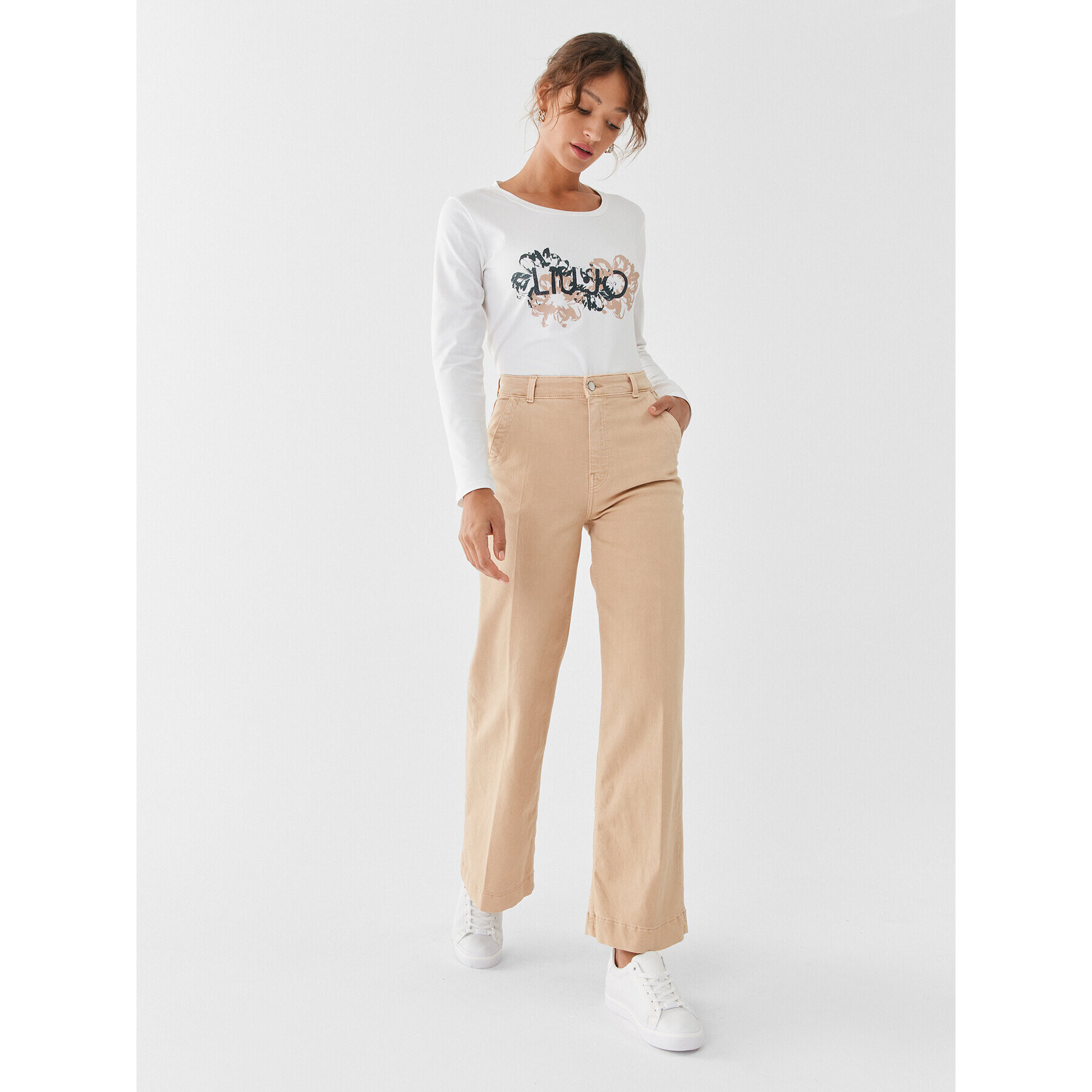 Liu Jo Sport Блуза TF3285 J0088 Екрю Regular Fit - Pepit.bg