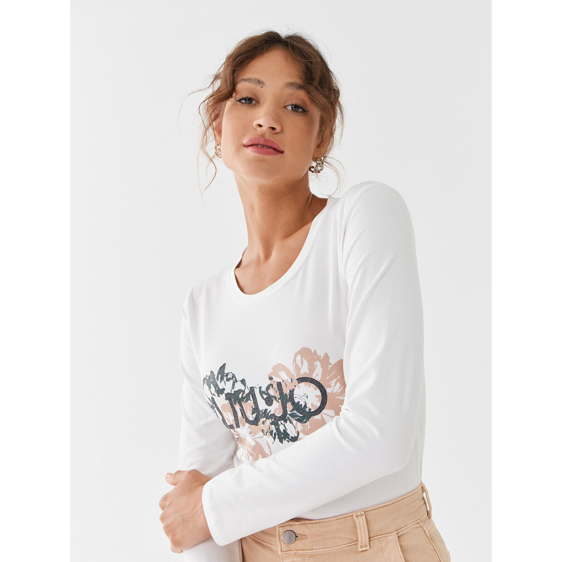 Liu Jo Sport Блуза TF3285 J0088 Екрю Regular Fit - Pepit.bg