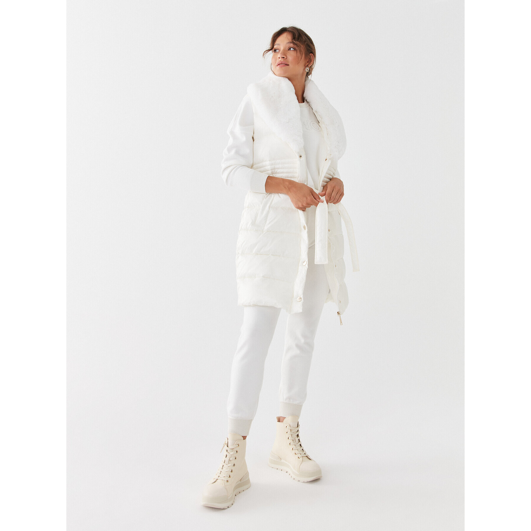 Liu Jo Sport Елек TF3003 T3549 Екрю Regular Fit - Pepit.bg