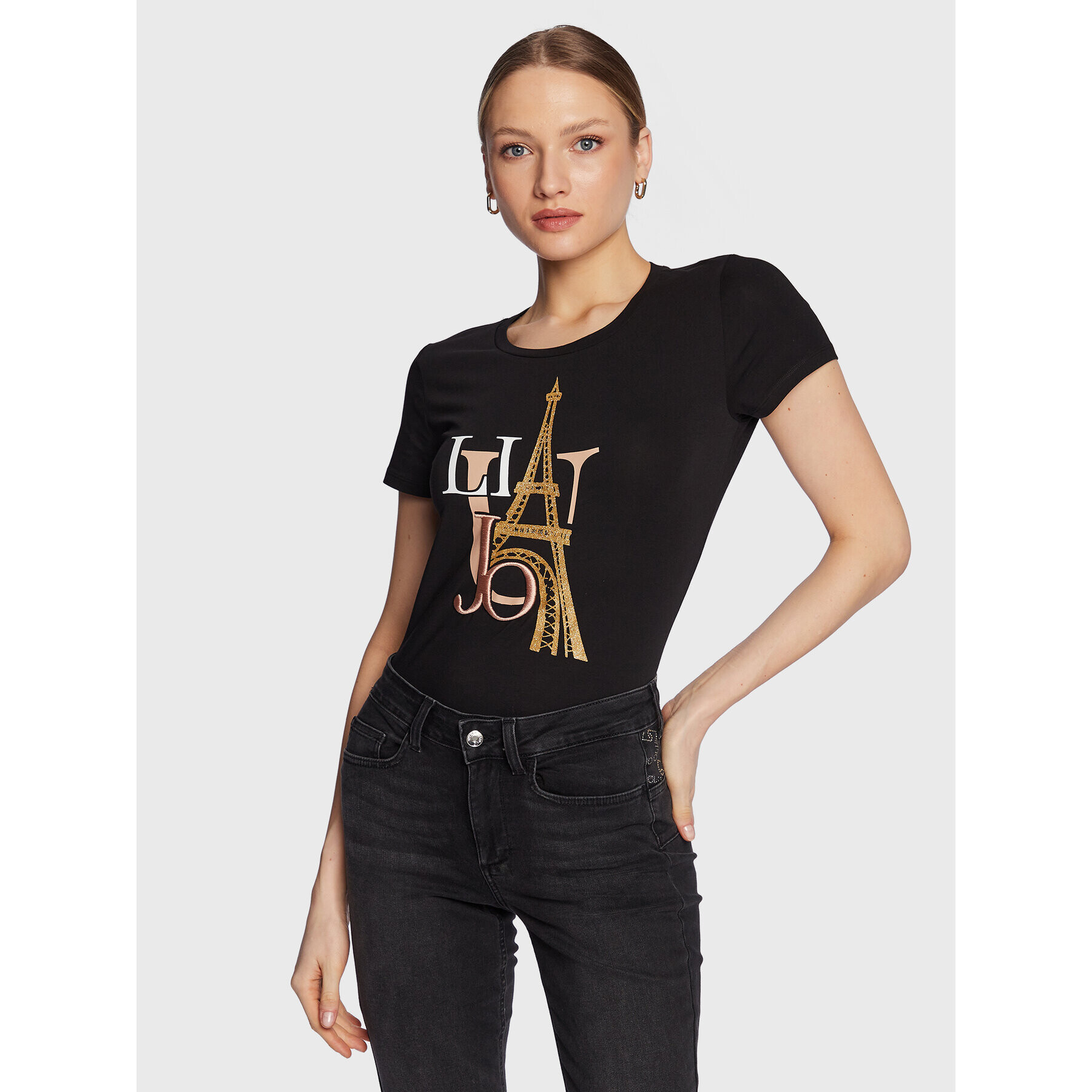 Liu Jo Sport Тишърт TA3088 JS003 Черен Regular Fit - Pepit.bg