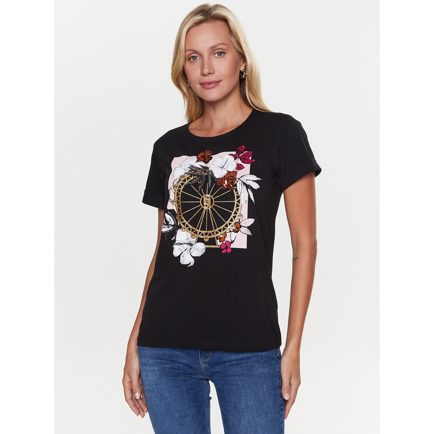 Liu Jo Sport Тишърт TA3103 J5003 Черен Regular Fit - Pepit.bg