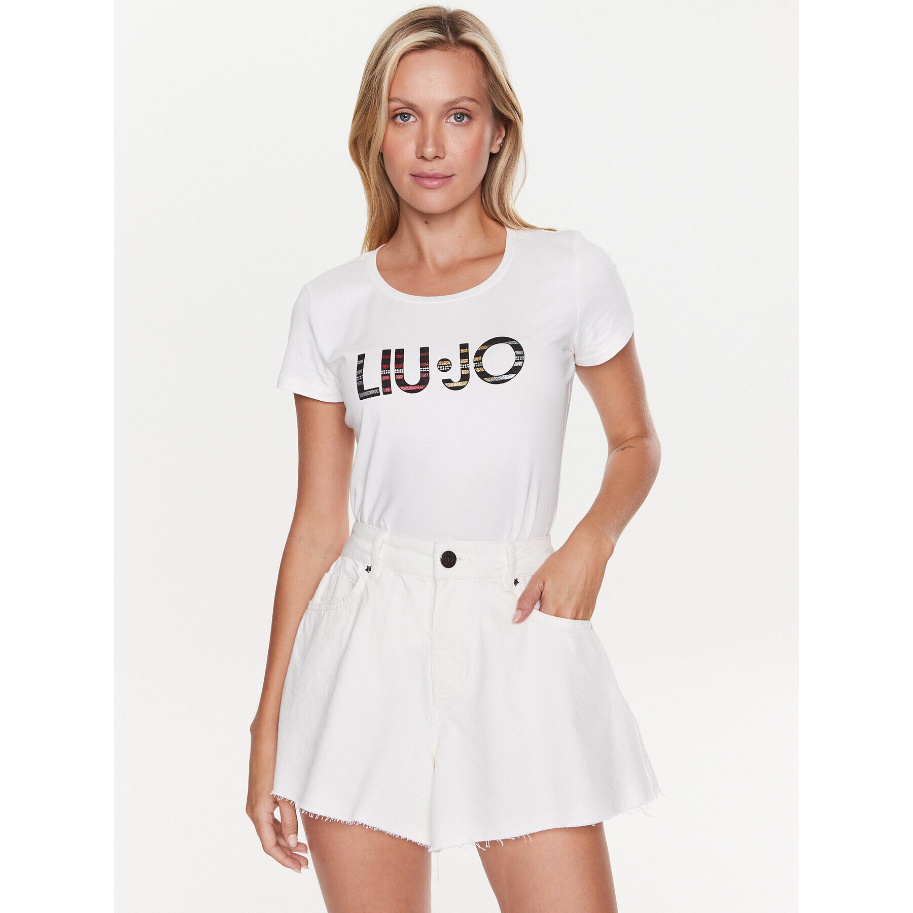 Liu Jo Sport Тишърт TA3197 J5003 Екрю Regular Fit - Pepit.bg