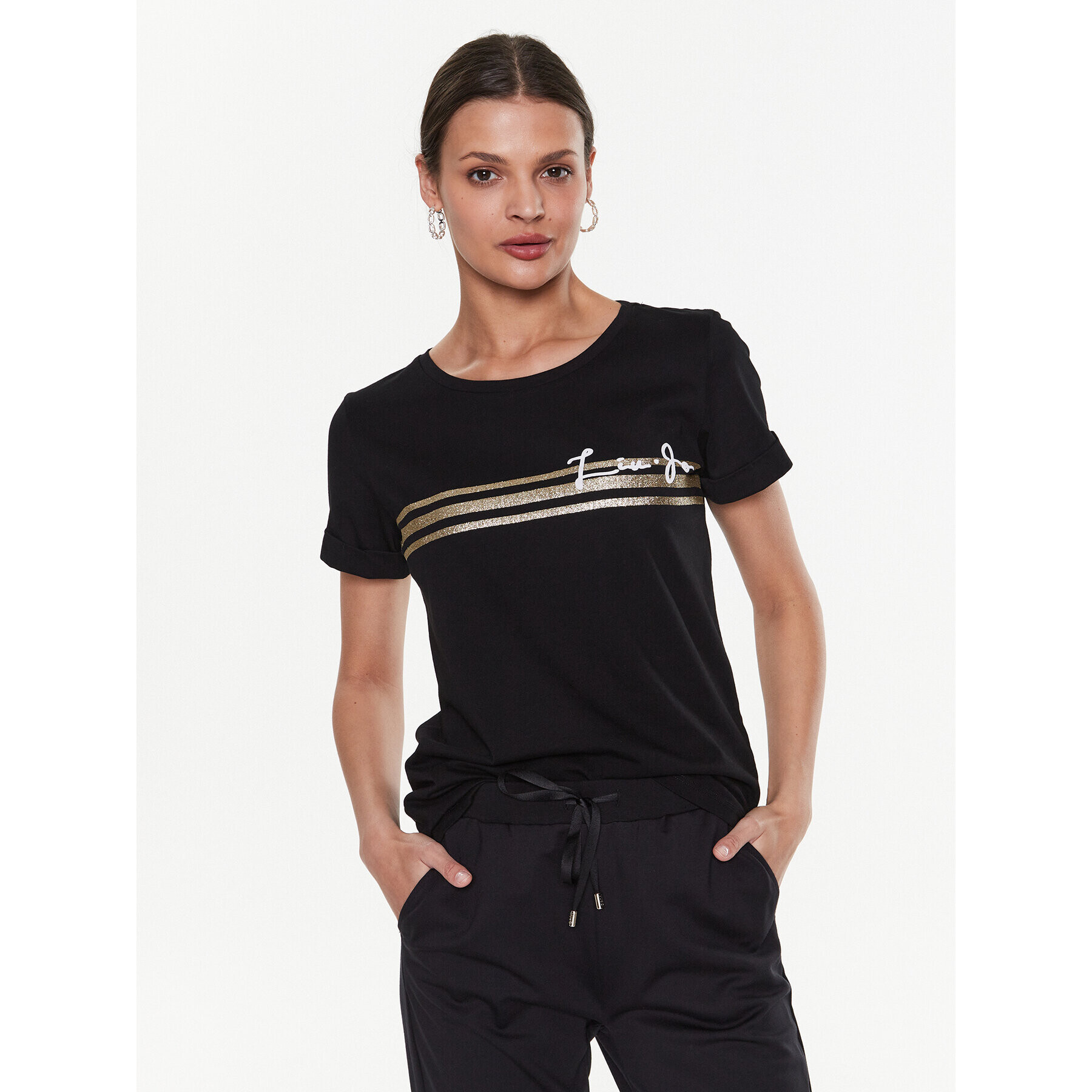 Liu Jo Sport Тишърт TA3275 J5923 Черен Regular Fit - Pepit.bg