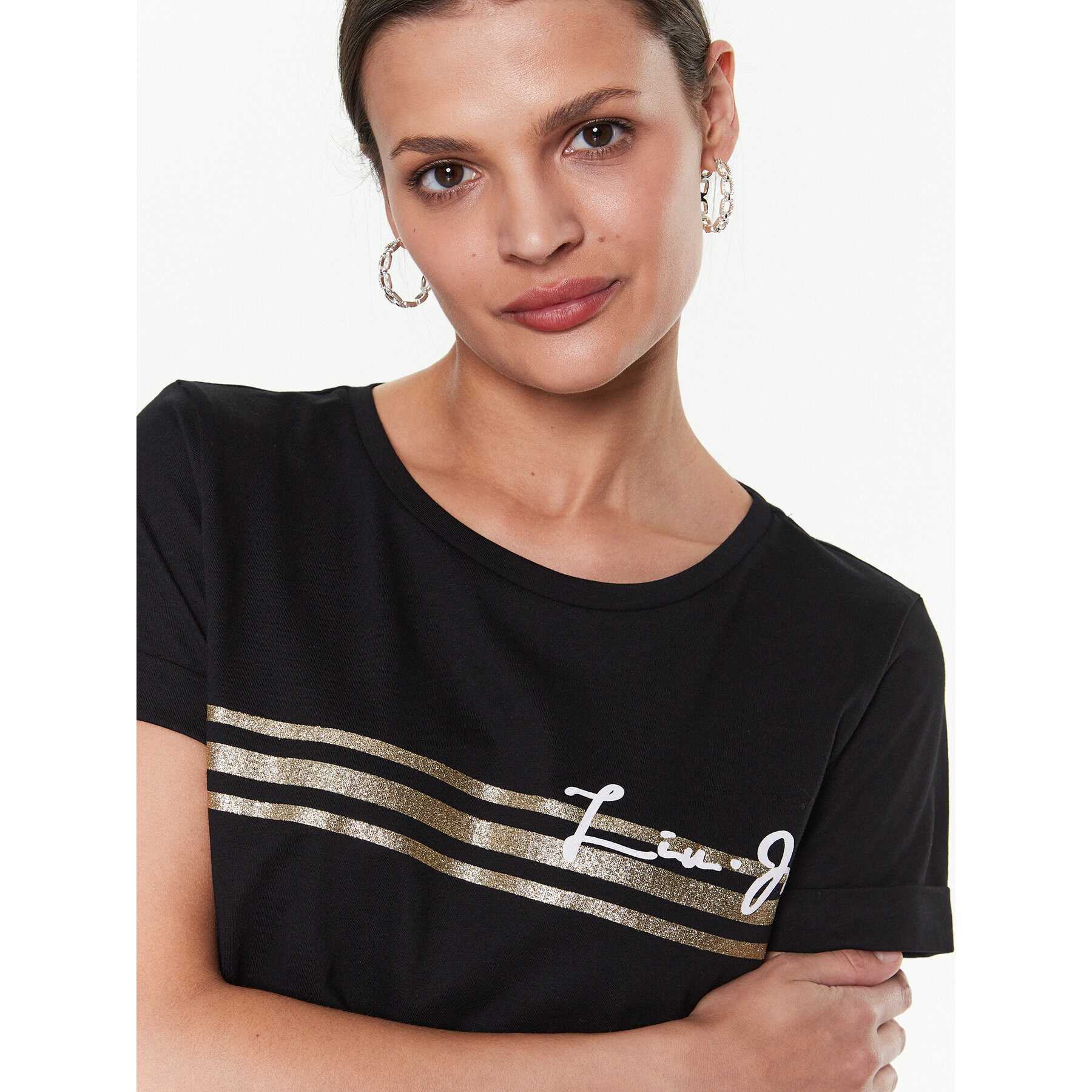 Liu Jo Sport Тишърт TA3275 J5923 Черен Regular Fit - Pepit.bg