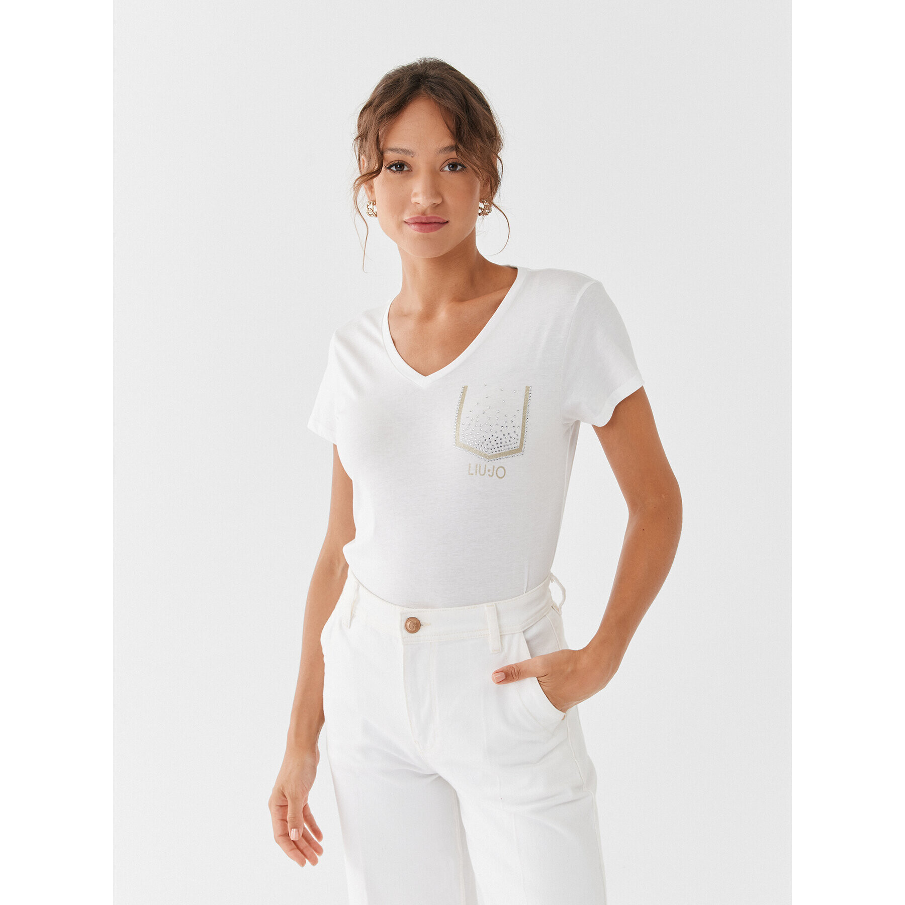 Liu Jo Sport Тишърт TF3297 J6040 Екрю Regular Fit - Pepit.bg