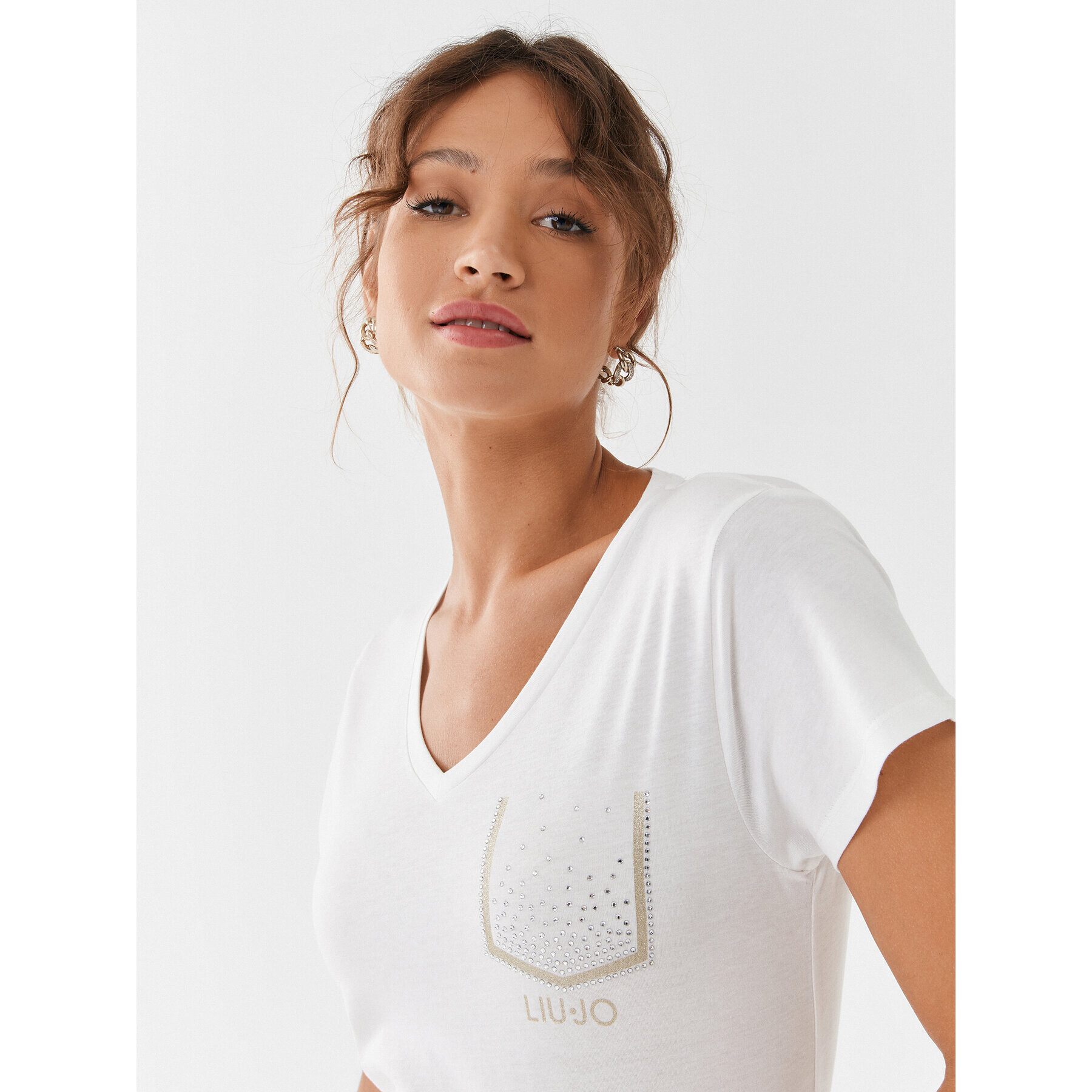 Liu Jo Sport Тишърт TF3297 J6040 Екрю Regular Fit - Pepit.bg