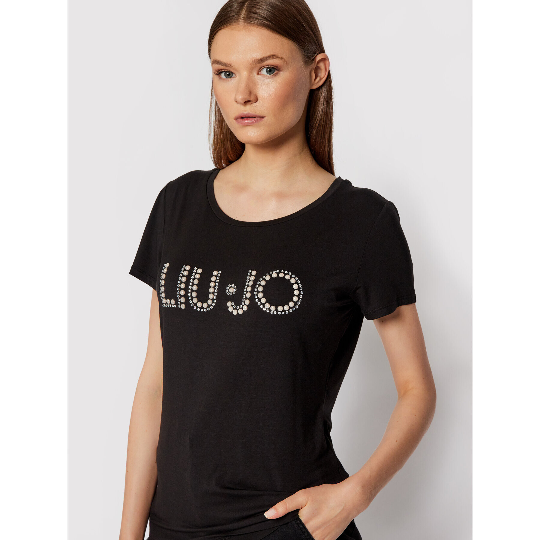 Liu Jo Тишърт 5F1031 J7905 Черен Regular Fit - Pepit.bg