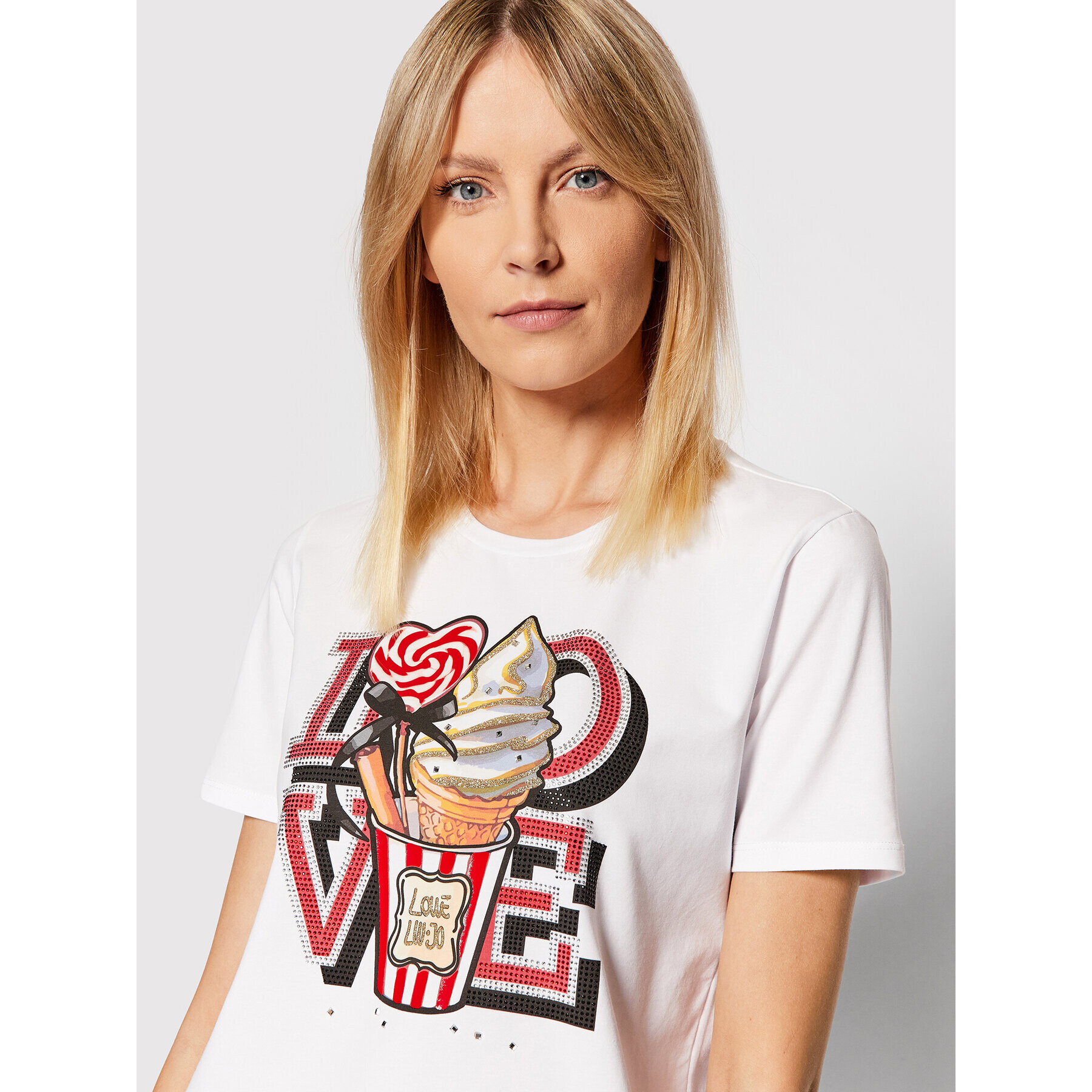 Liu Jo Тишърт CA2258 J5003 Бял Regular Fit - Pepit.bg