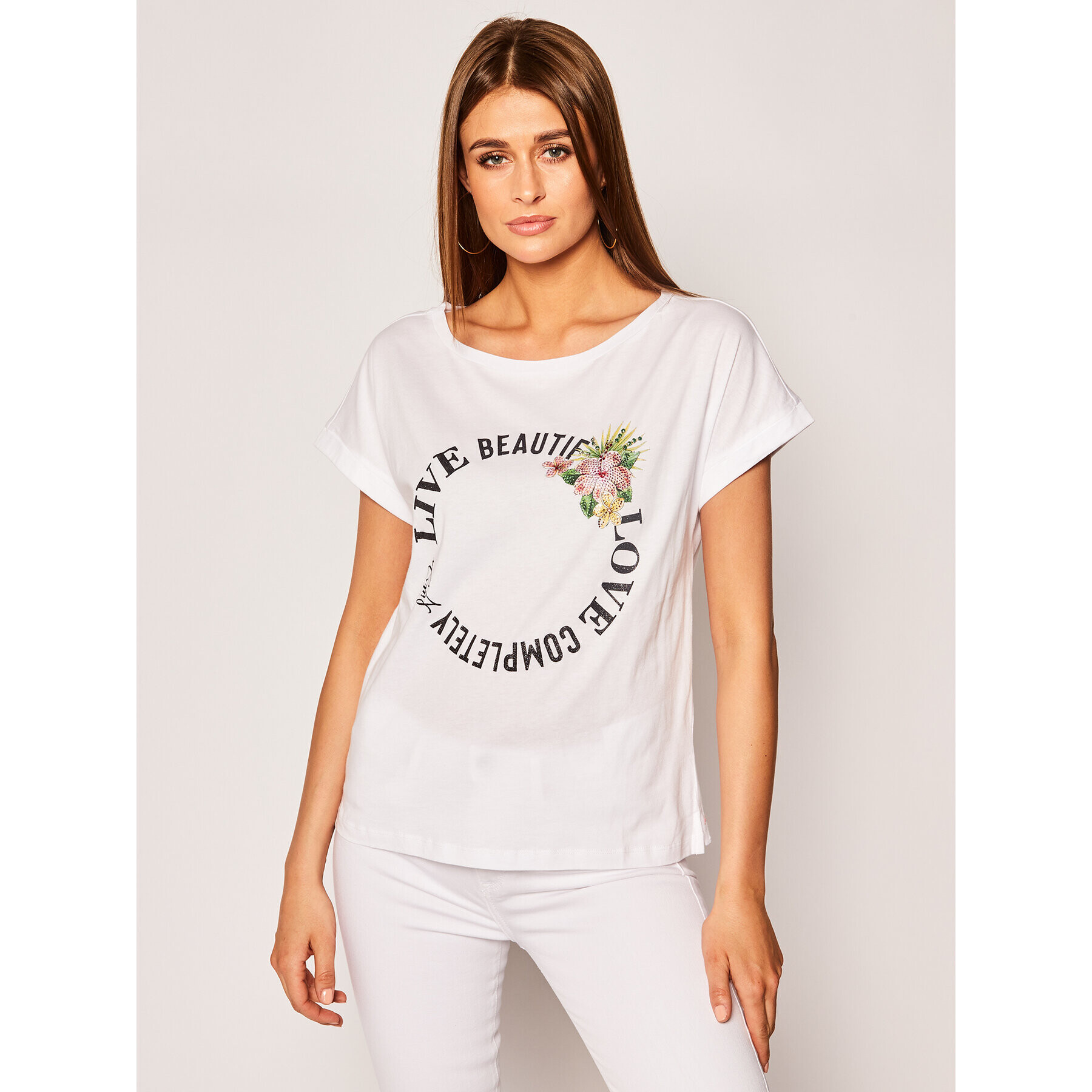Liu Jo Тишърт FA0144 J5940 Бял Regular Fit - Pepit.bg