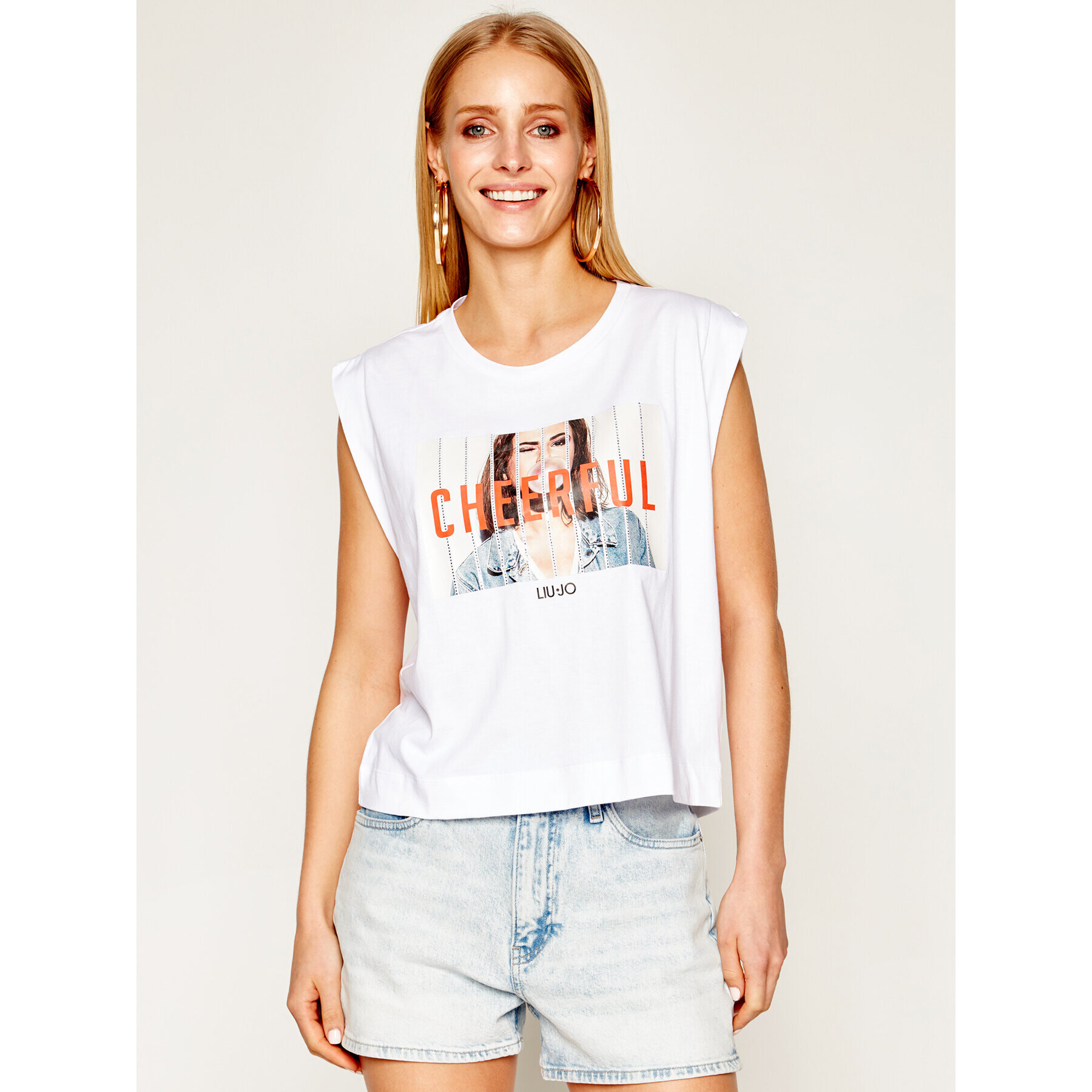 Liu Jo Тишърт FA0146 J5703 Бял Oversize - Pepit.bg