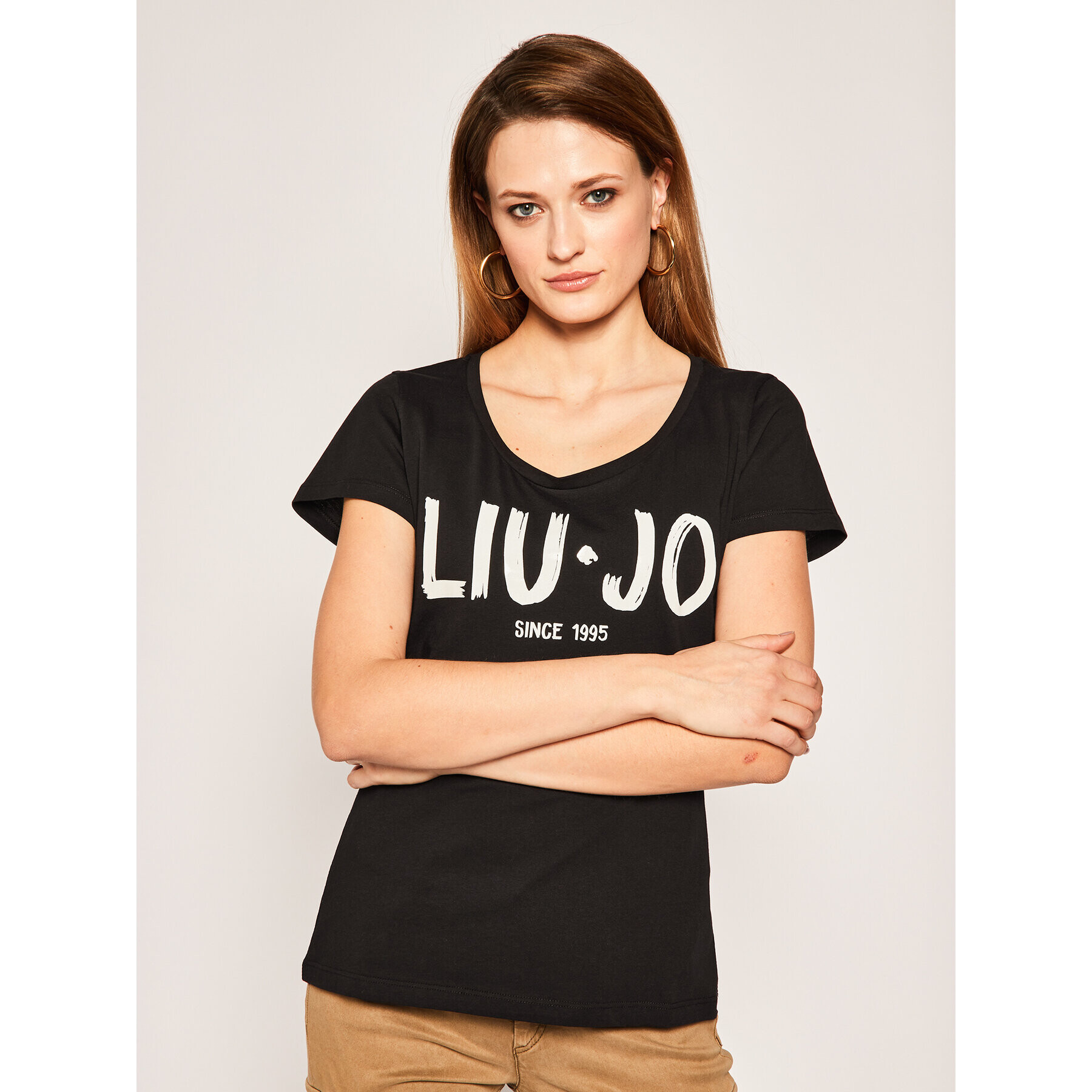 Liu Jo Тишърт FA0280 J5703 Черен Regular Fit - Pepit.bg