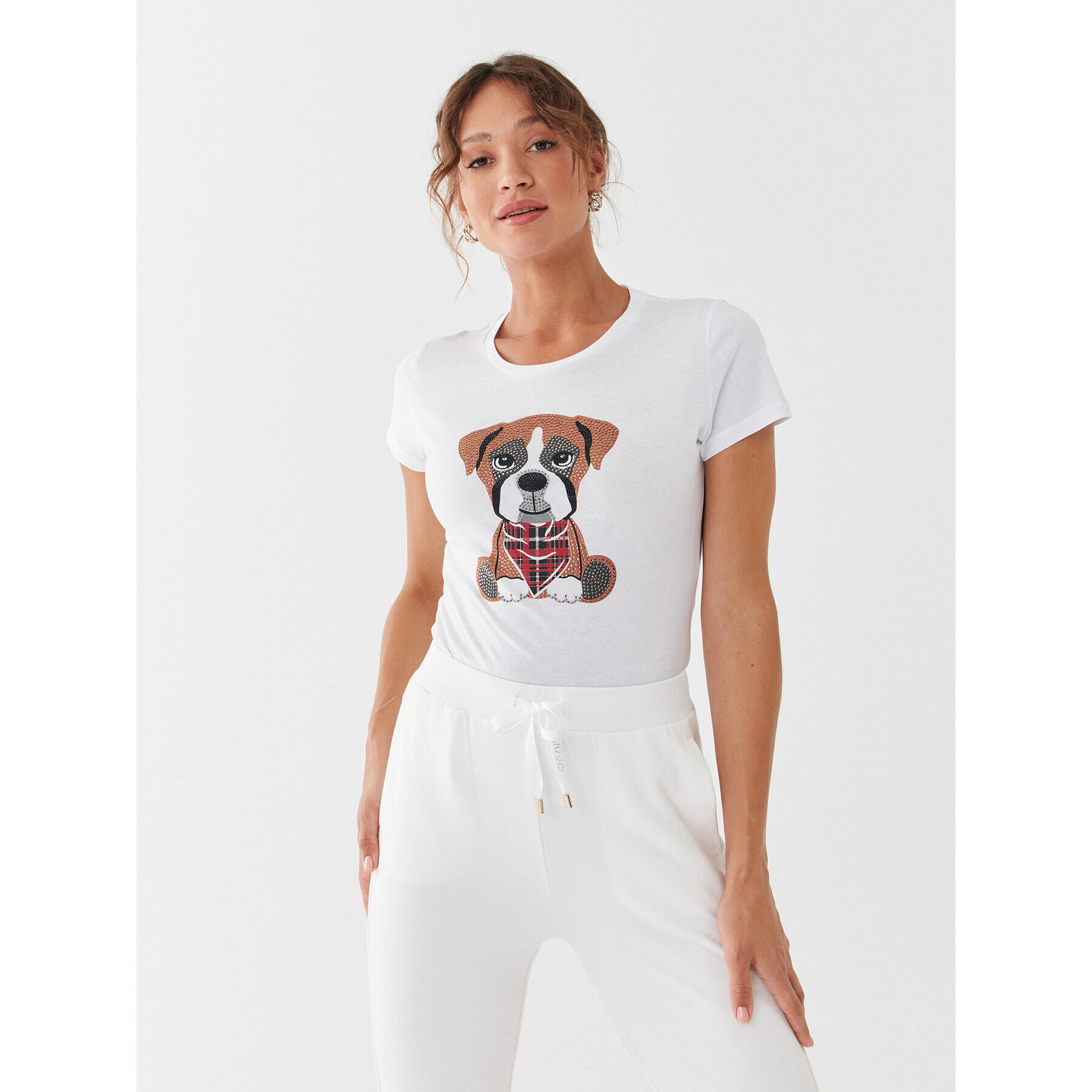Liu Jo Тишърт MF3313 J6410 Бял Regular Fit - Pepit.bg
