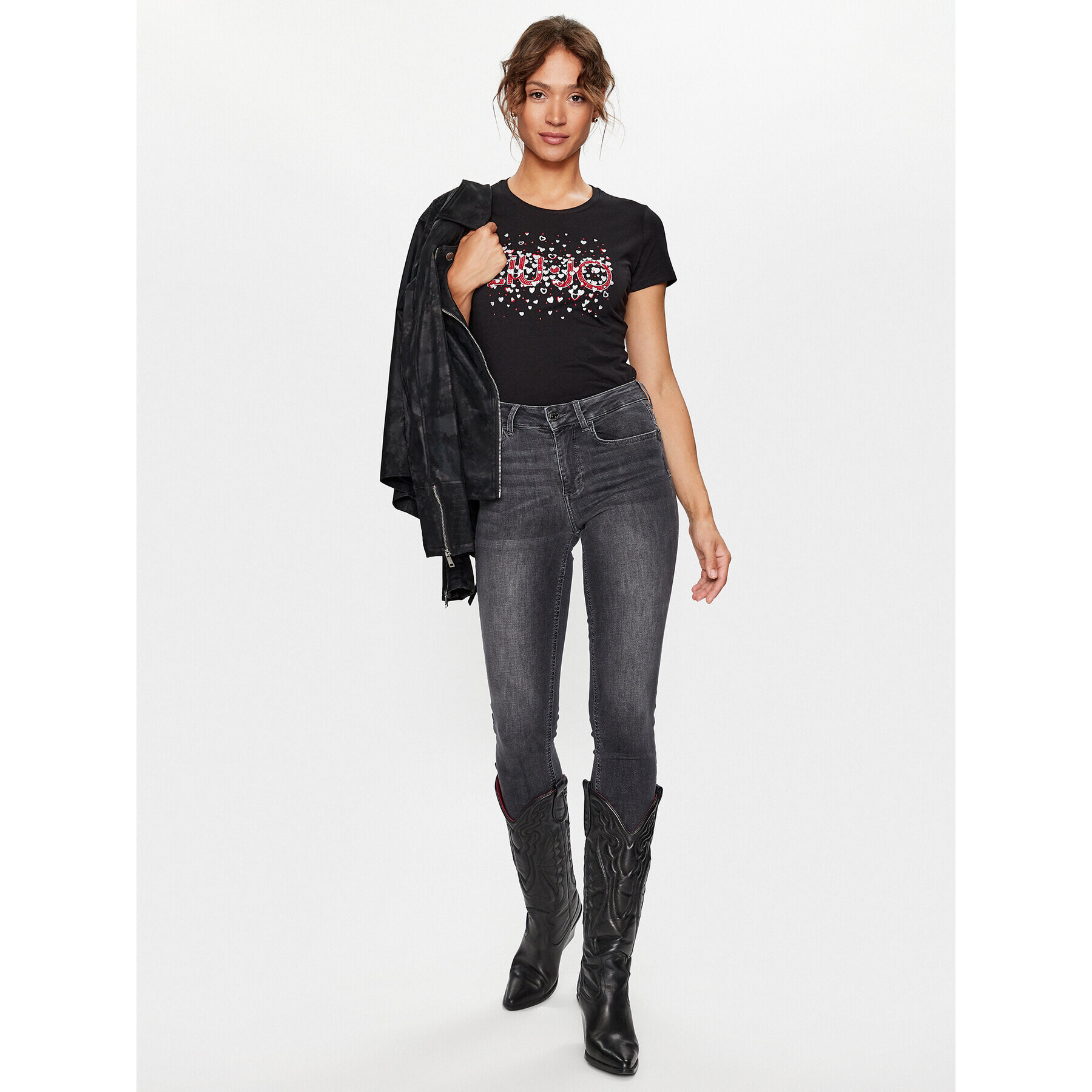 Liu Jo Тишърт MF3382 JS923 Черен Regular Fit - Pepit.bg