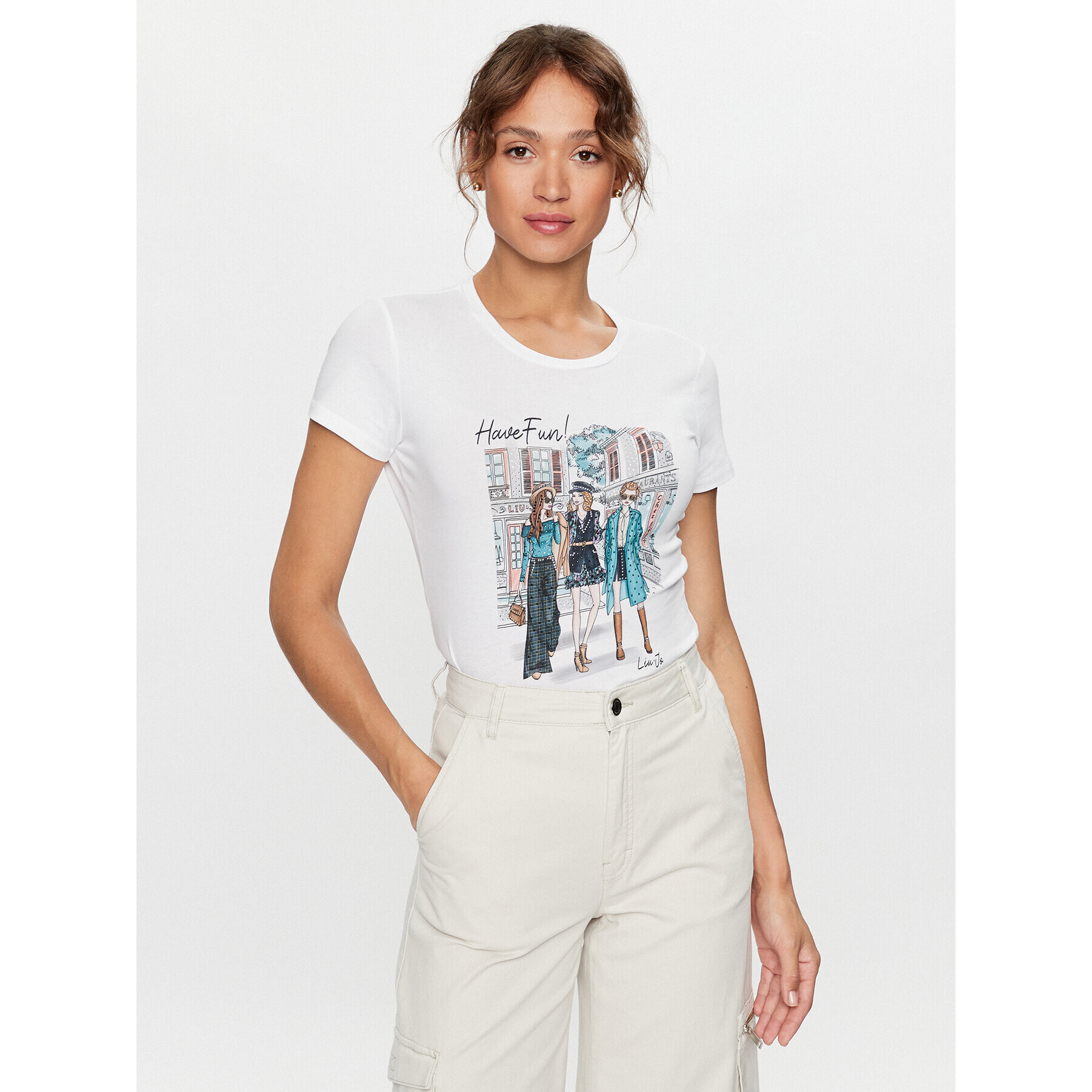 Liu Jo Тишърт MF3409 J5003 Бял Regular Fit - Pepit.bg