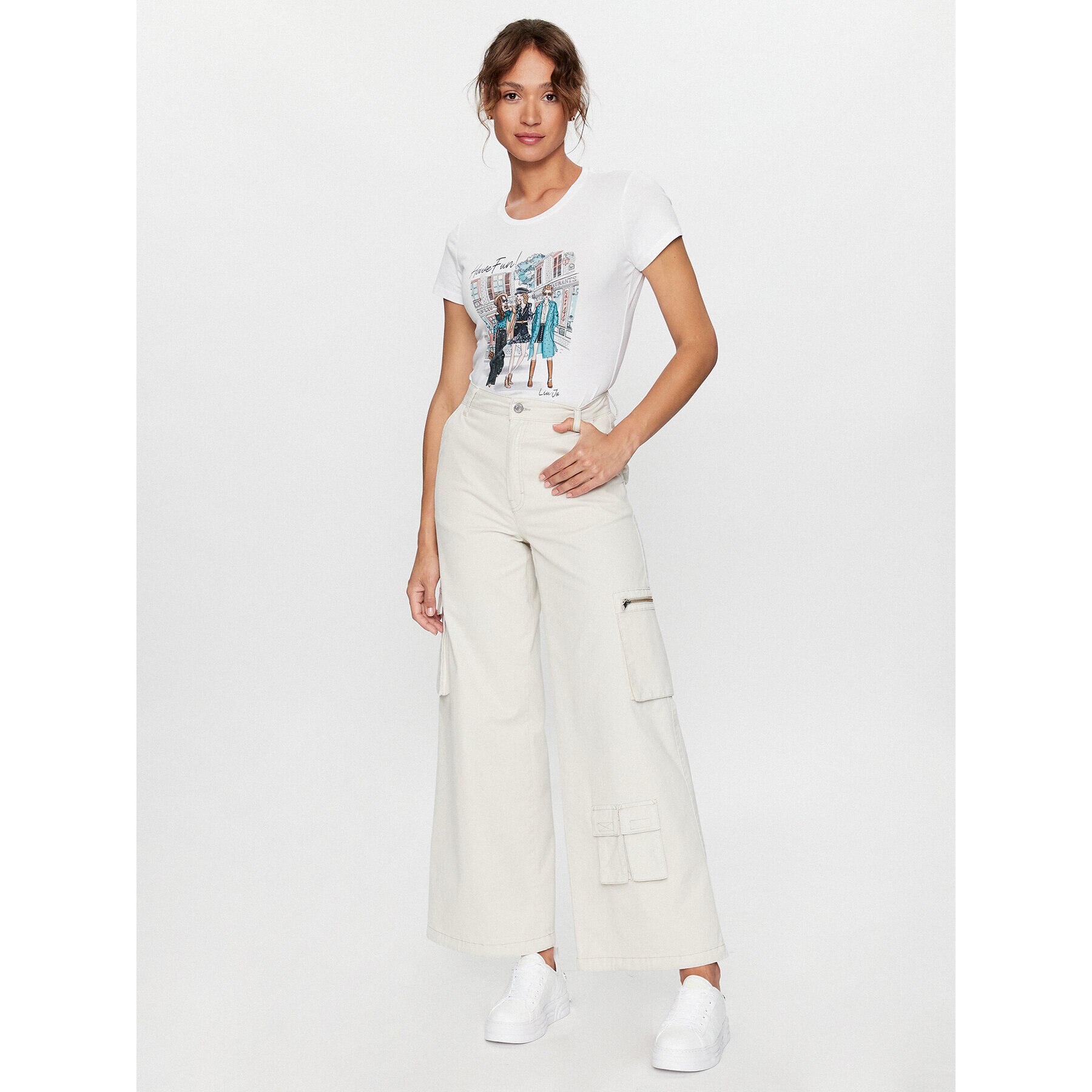 Liu Jo Тишърт MF3409 J5003 Бял Regular Fit - Pepit.bg