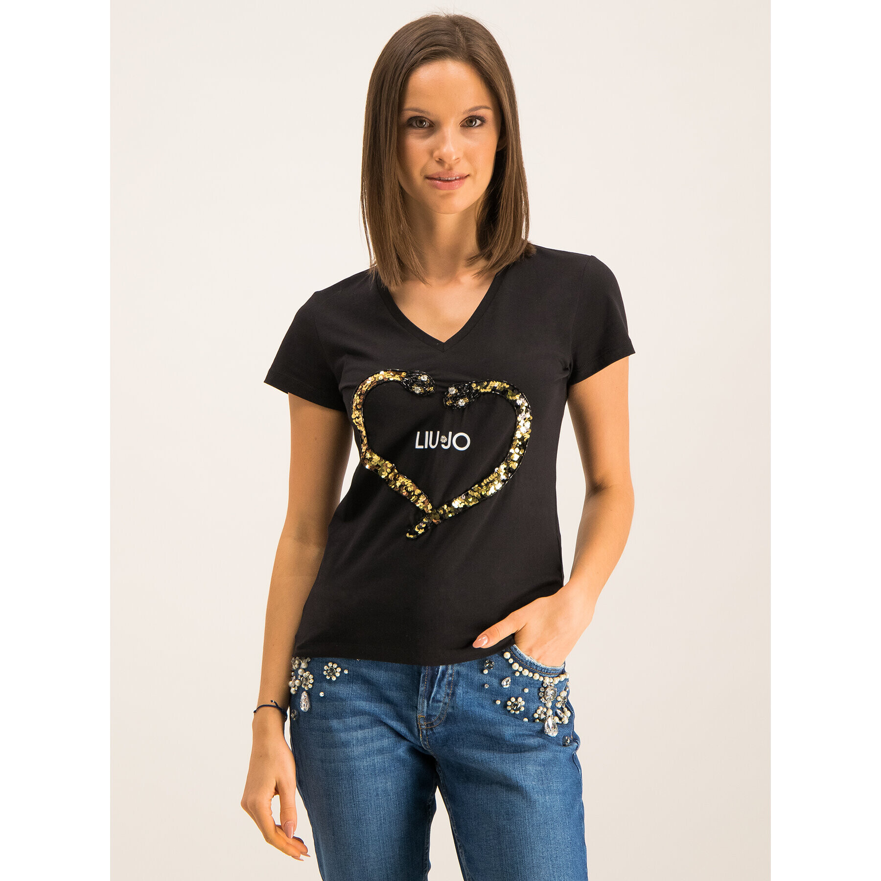 Liu Jo Тишърт Moda F69161 J5003 Черен Regular Fit - Pepit.bg