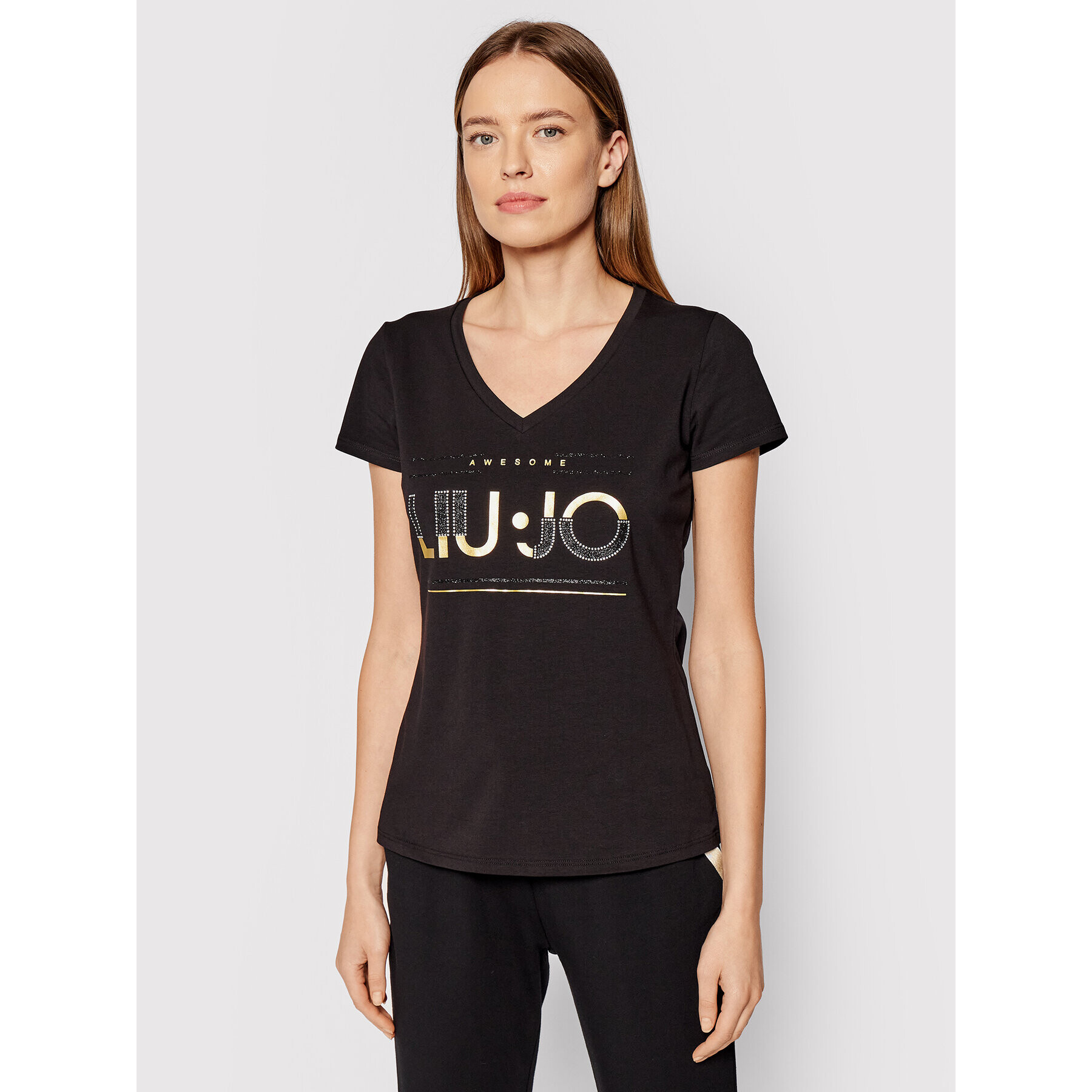 Liu Jo Тишърт TF1256 J5972 Черен Regular Fit - Pepit.bg