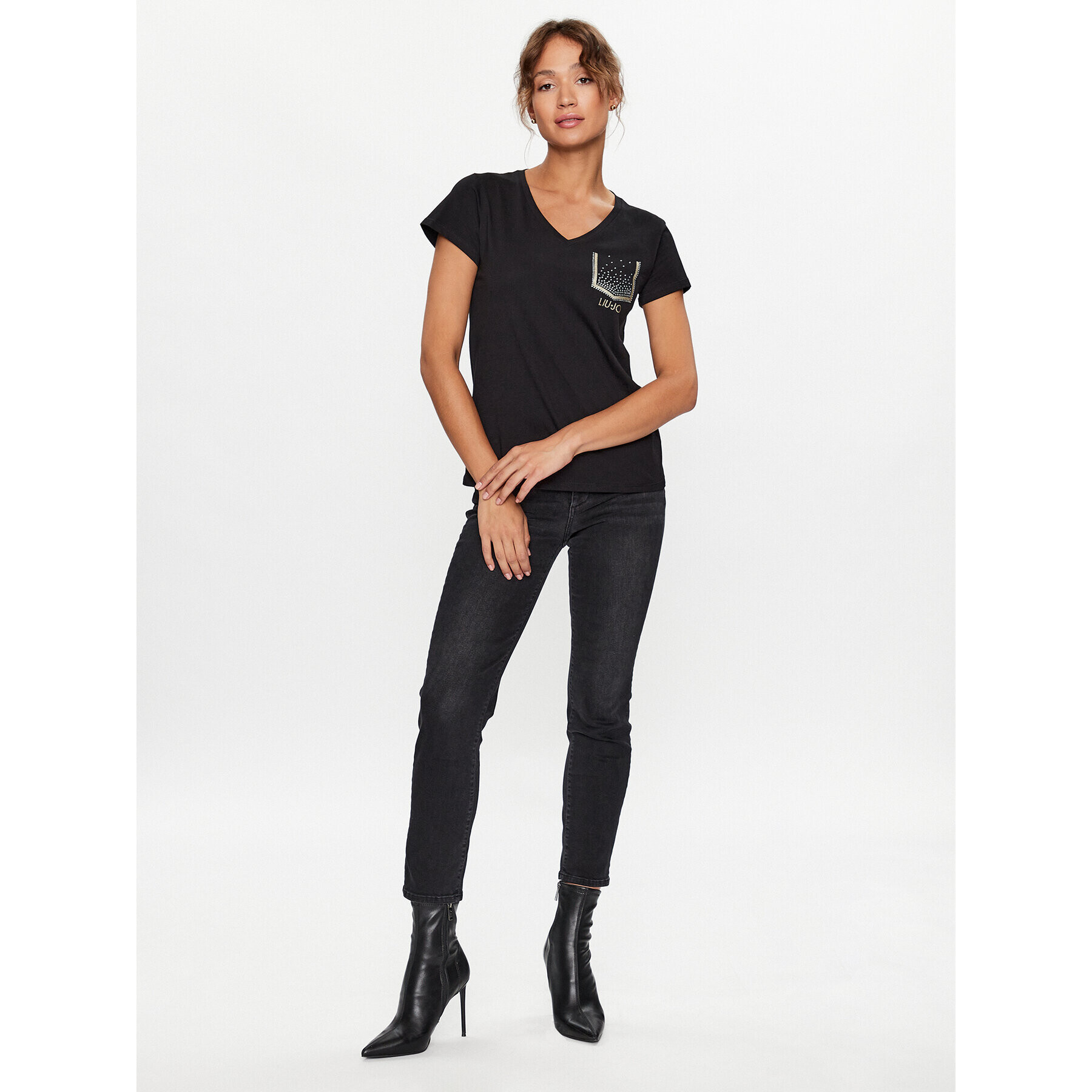 Liu Jo Тишърт TF3297 J6040 Черен Regular Fit - Pepit.bg