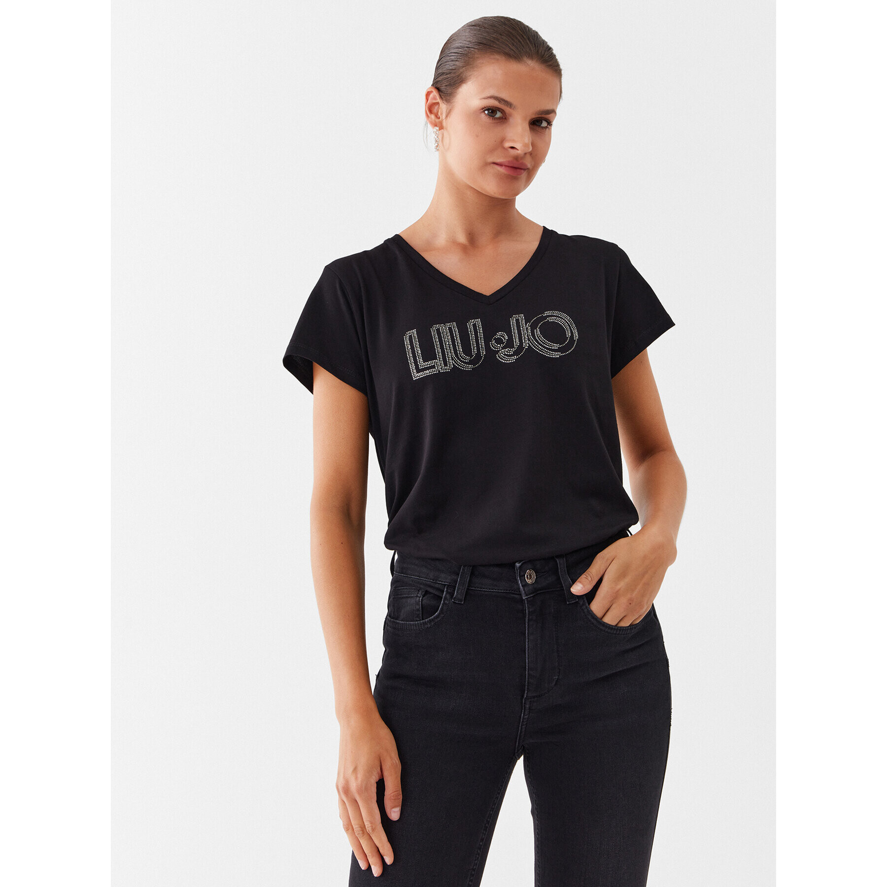 Liu Jo Тишърт TF3297 J6040 Черен Regular Fit - Pepit.bg
